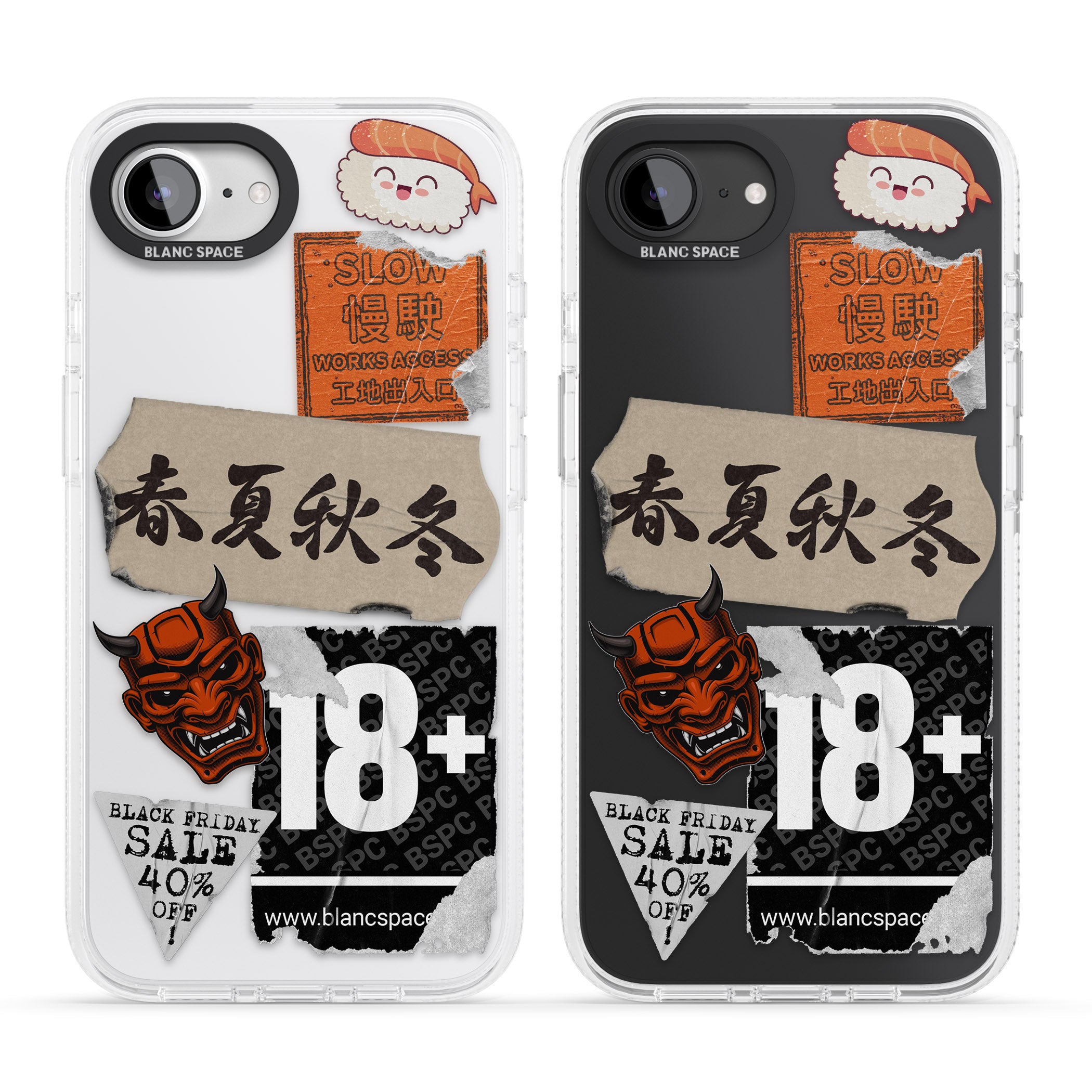 Asian Sticker Mix iPhone 16e Clear Case Impact Air - Blanc Space