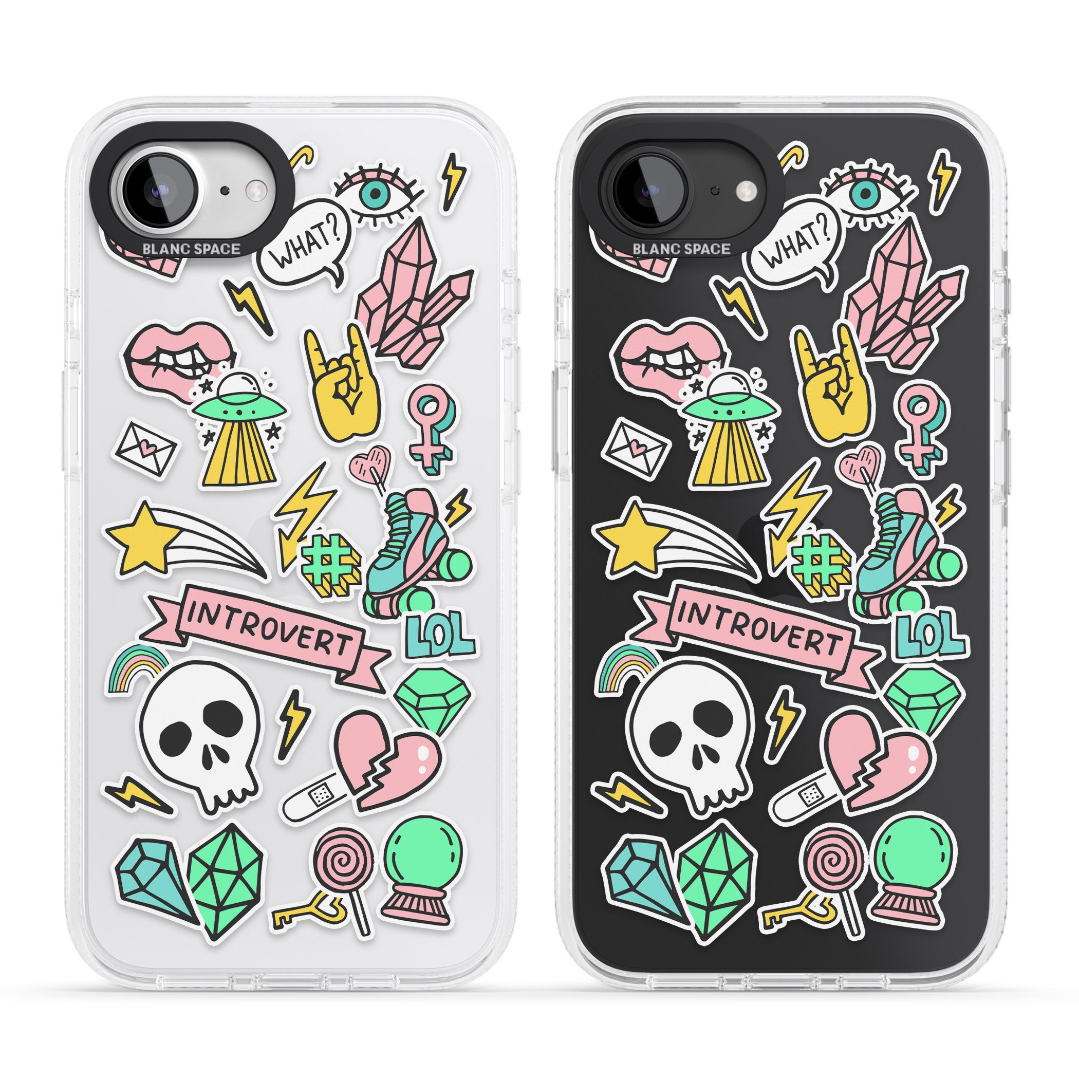 Introvert Sticker iPhone 16e Clear Case Impact Air - Blanc Space