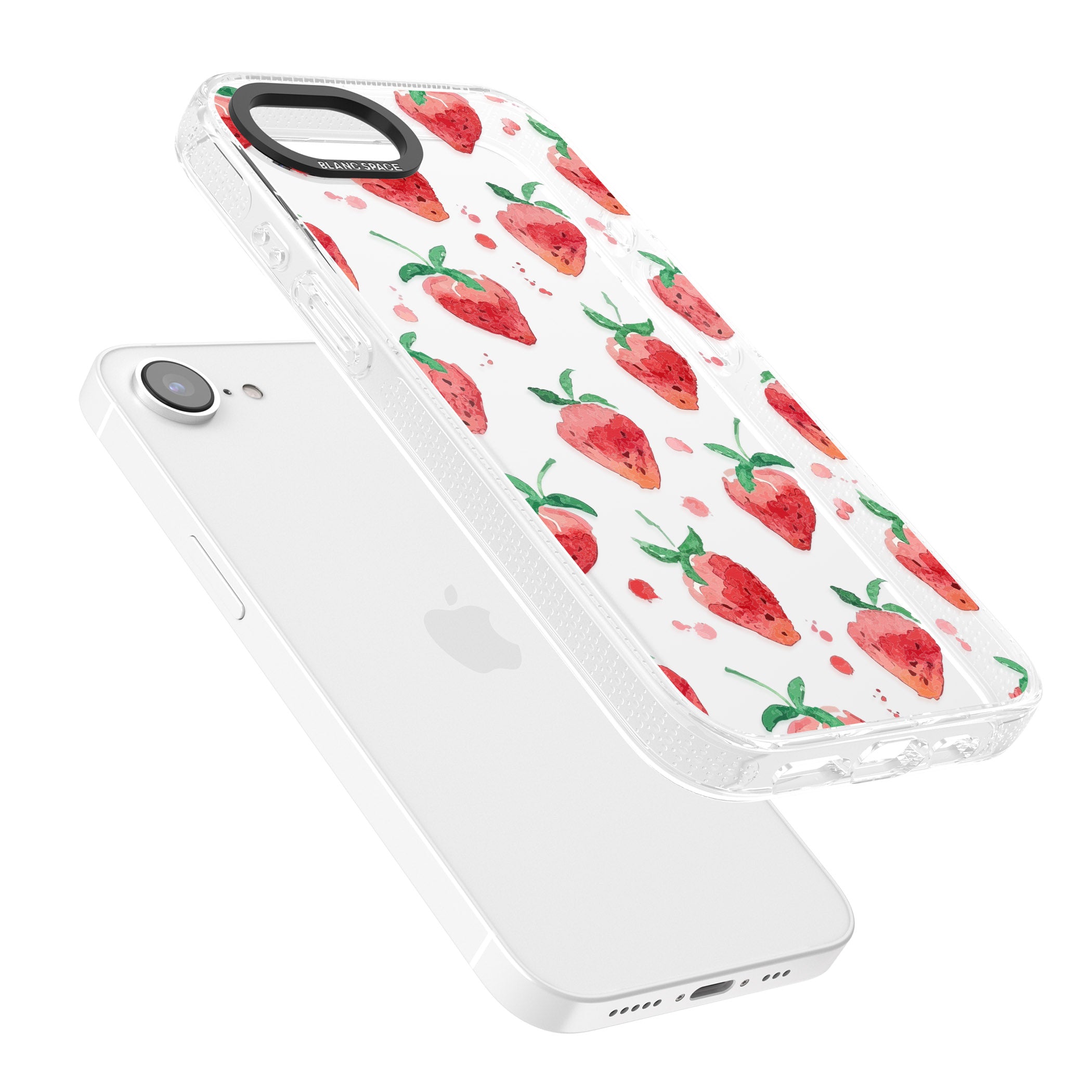 Strawberry Watercolour iPhone 16e Clear Case Impact Air - Blanc Space