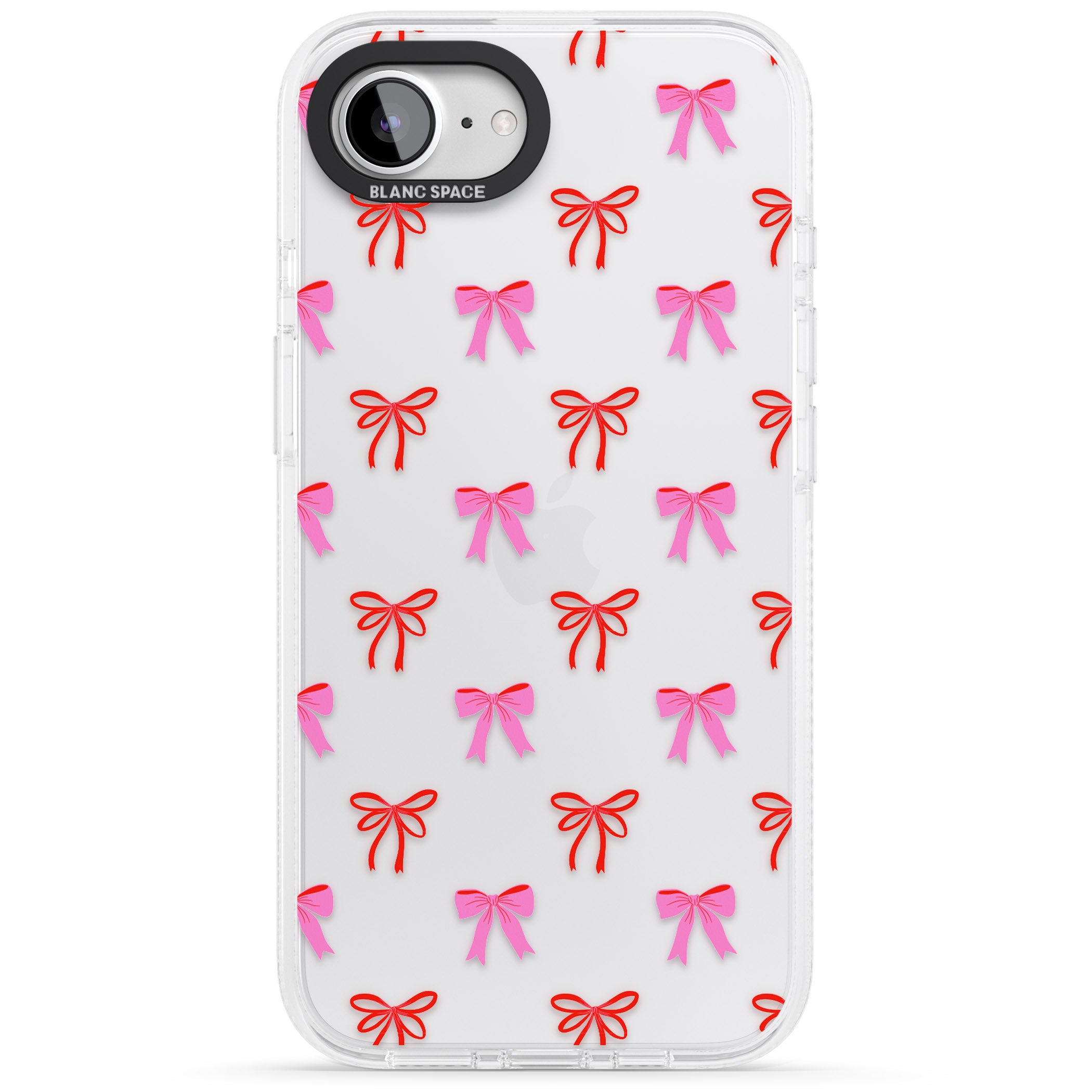 Cute Bow Pattern iPhone 16e Clear Case Impact Air - Blanc Space