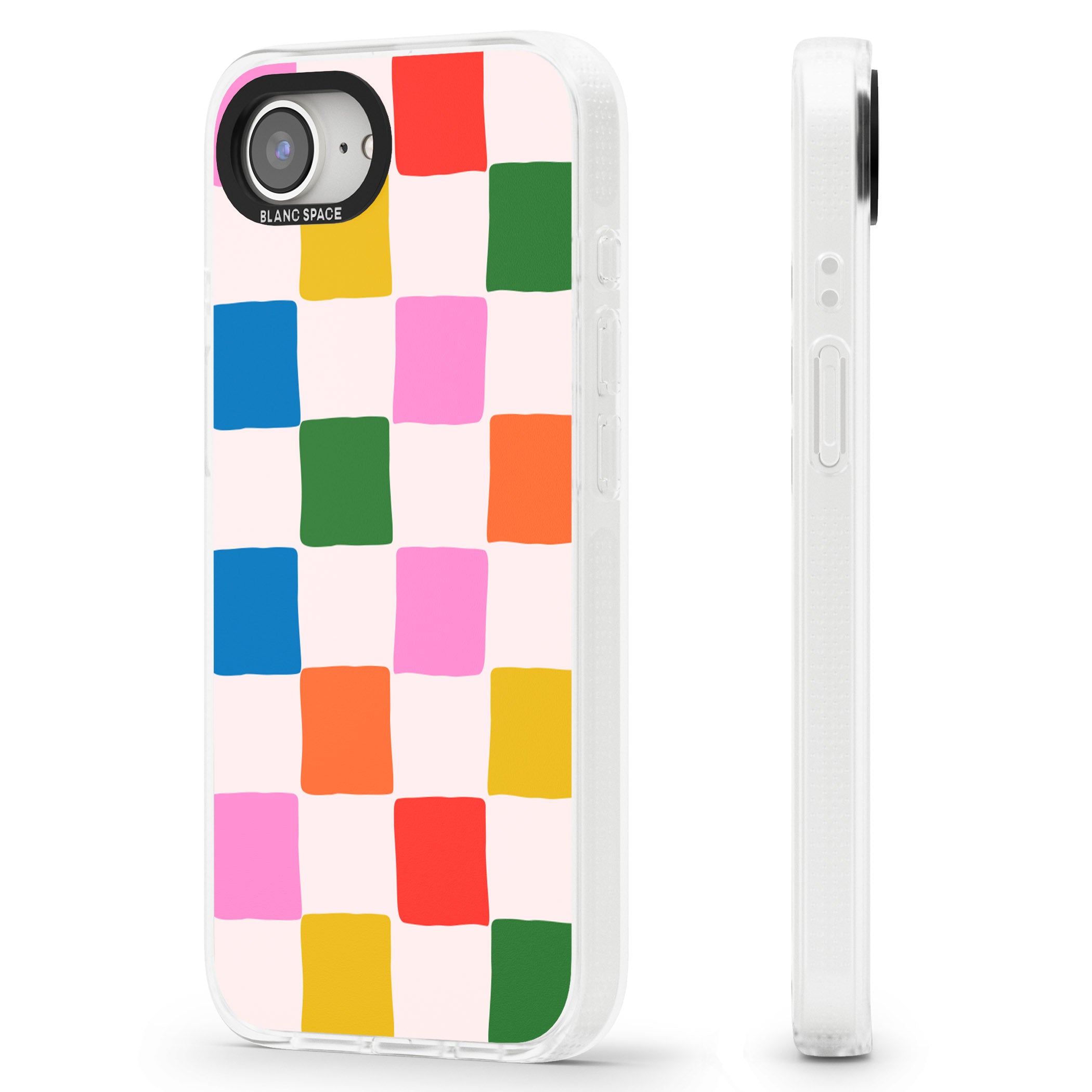 Colour Checked iPhone 16e Clear Case Impact Air - Blanc Space