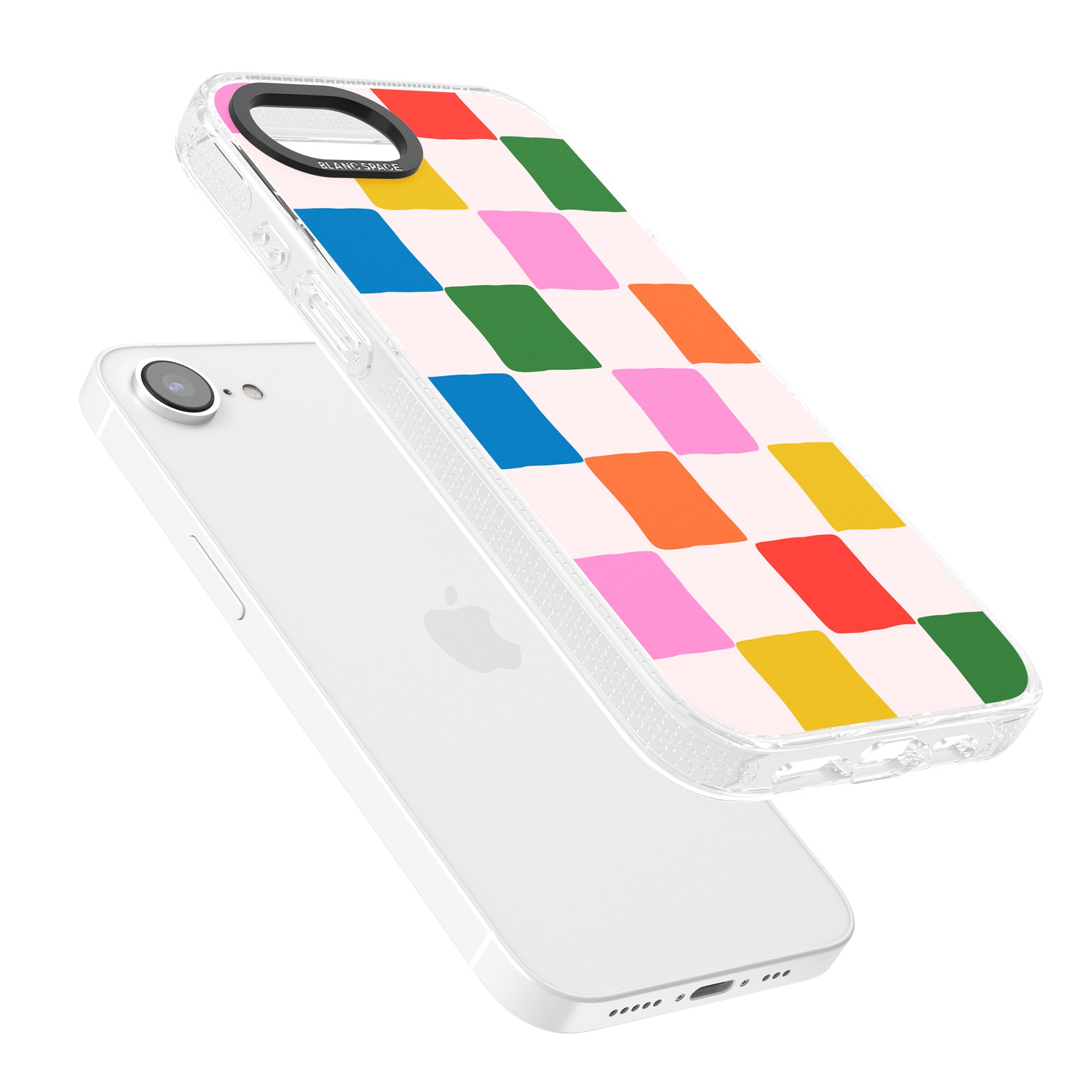Colour Checked iPhone 16e Clear Case Impact Air - Blanc Space