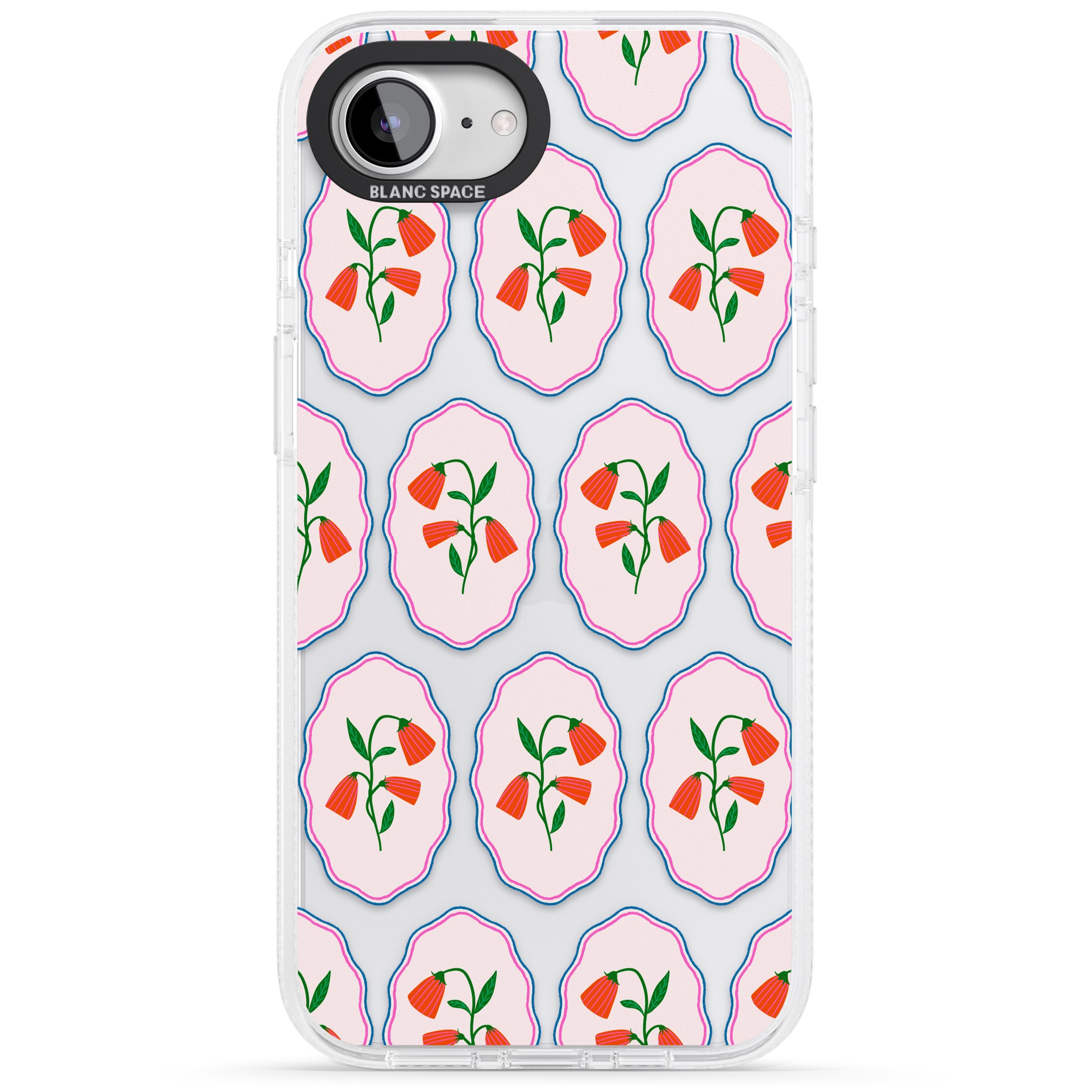 Rose Stamps iPhone 16e Clear Case Impact Air - Blanc Space