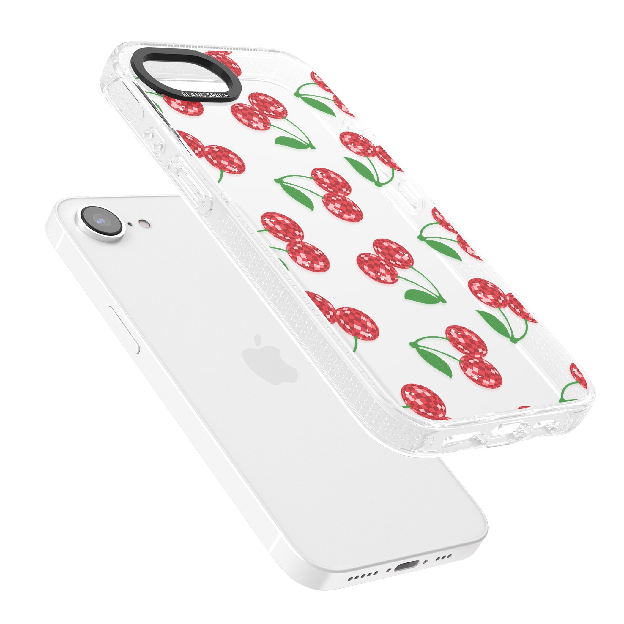 Disco Cherry Pattern iPhone 16e Clear Case Impact Air - Blanc Space