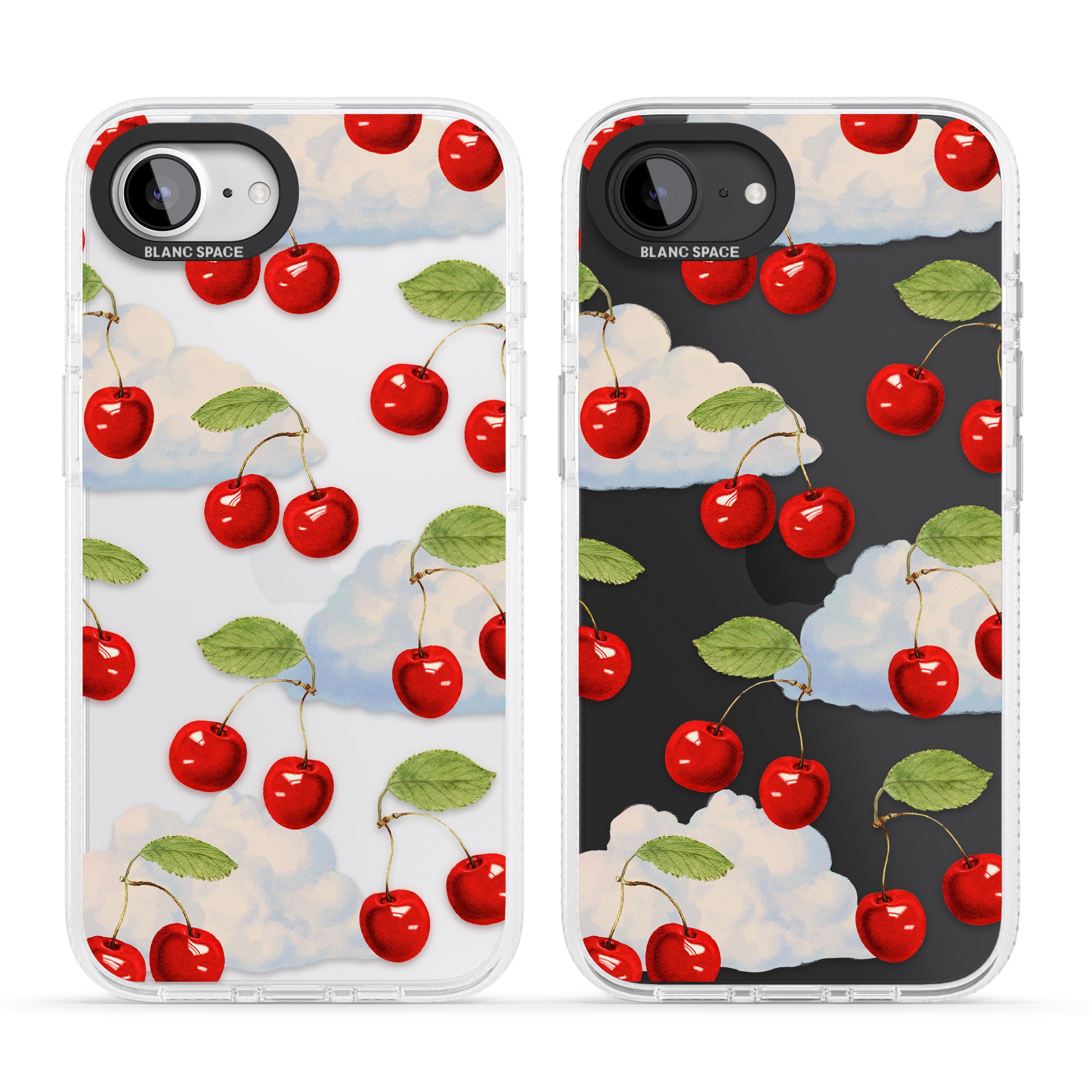 Vintage Cherries & Clouds iPhone 16e Clear Case Impact Air - Blanc Space