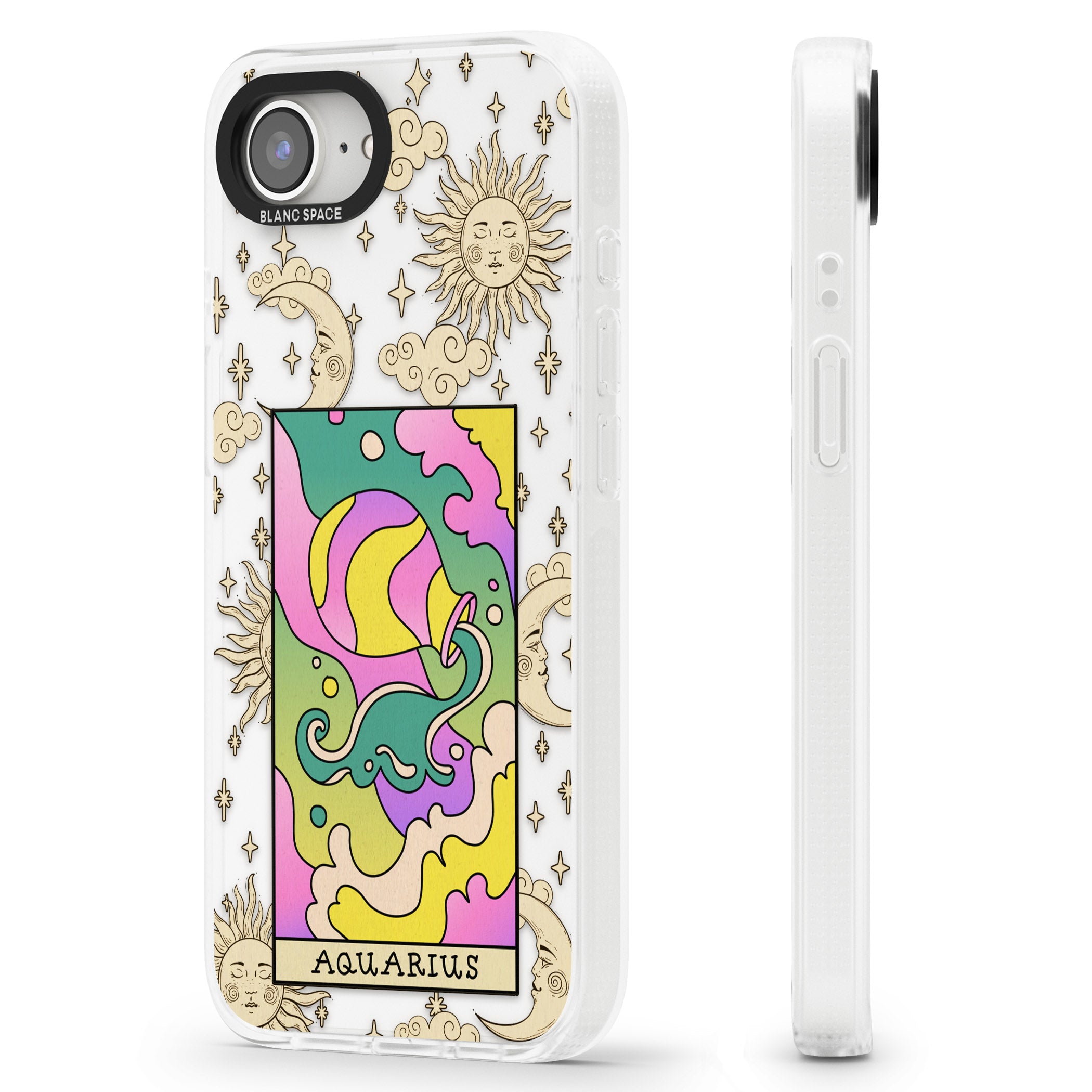 Celestial Zodiac - Aquarius iPhone 16e Clear Case Impact Air - Blanc Space