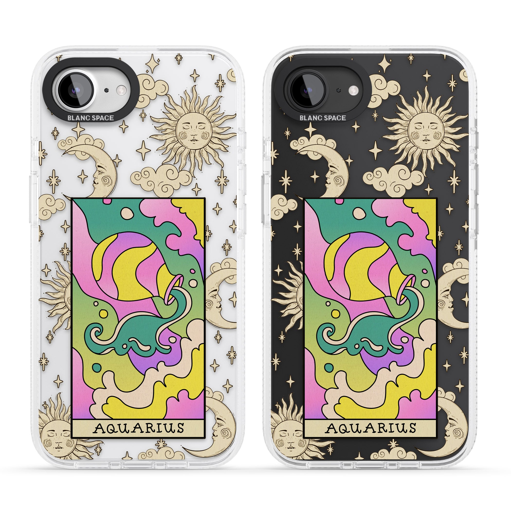 Celestial Zodiac - Aquarius iPhone 16e Clear Case Impact Air - Blanc Space