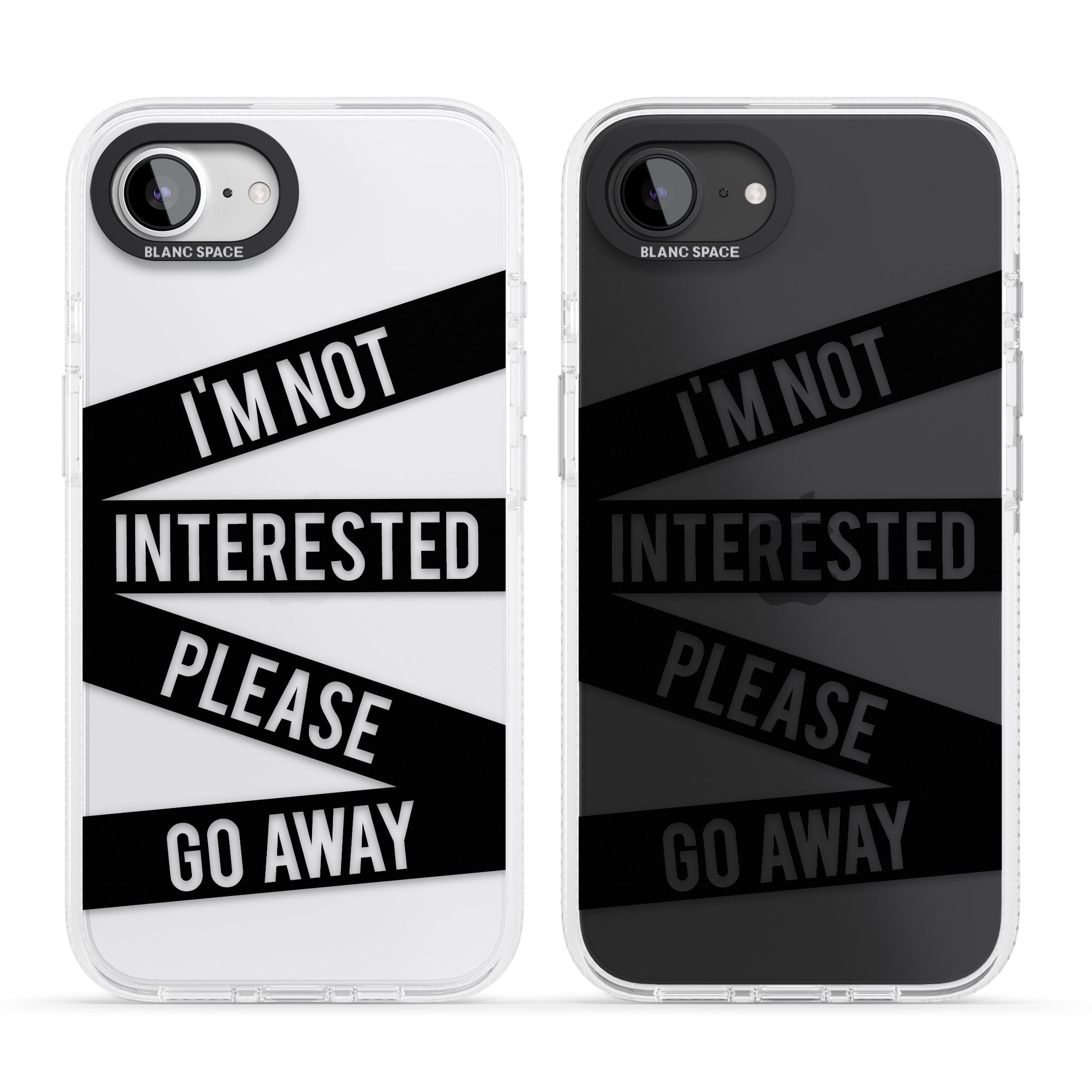 Black Stripes I'm Not Interested iPhone 16e Clear Case Impact Air - Blanc Space