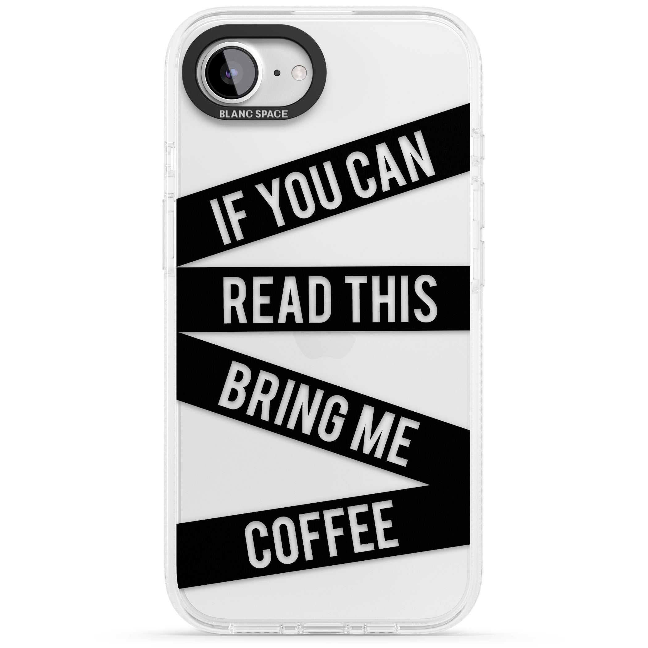 Black Stripes Bring Me Coffee iPhone 16e Clear Case Impact Air - Blanc Space