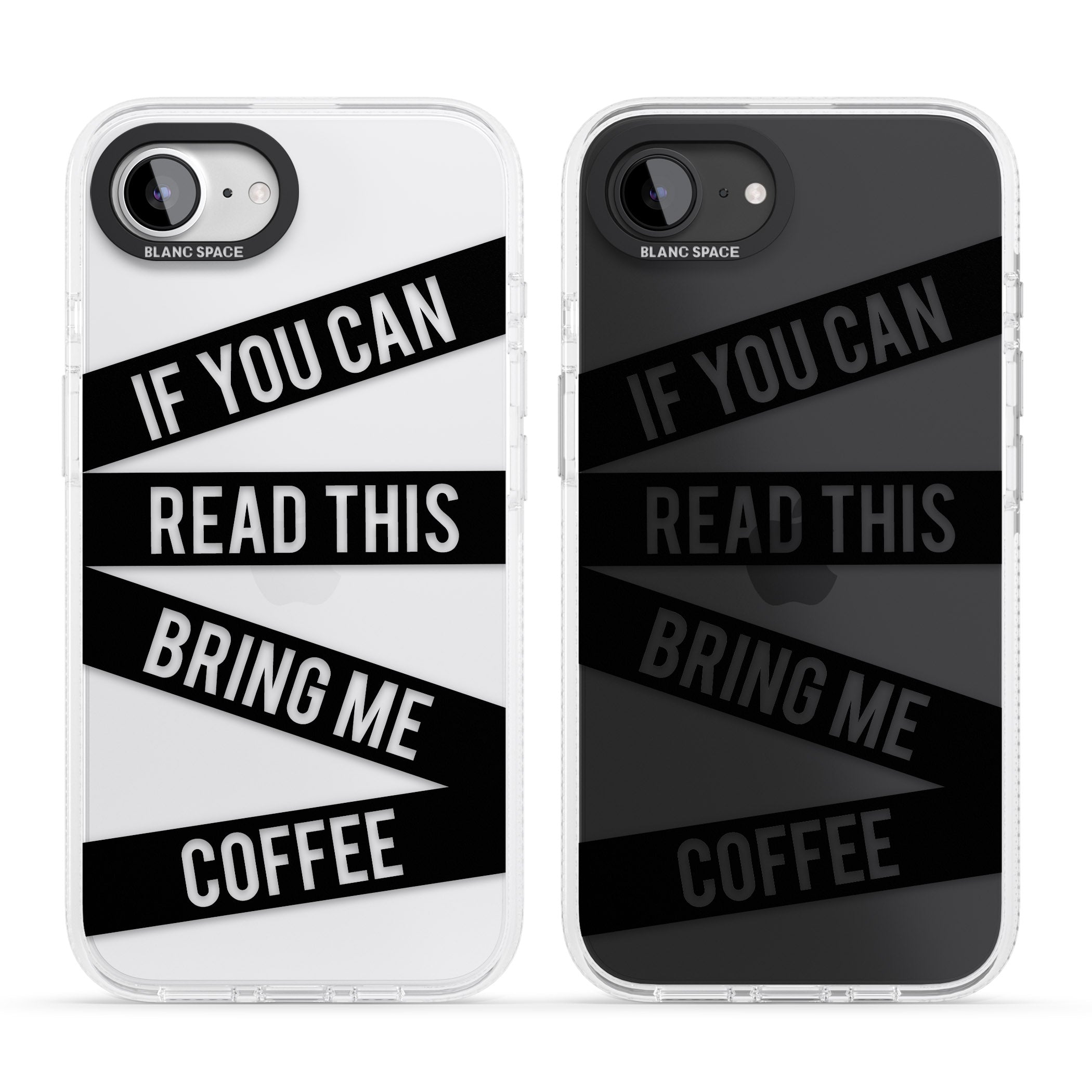 Black Stripes Bring Me Coffee iPhone 16e Clear Case Impact Air - Blanc Space