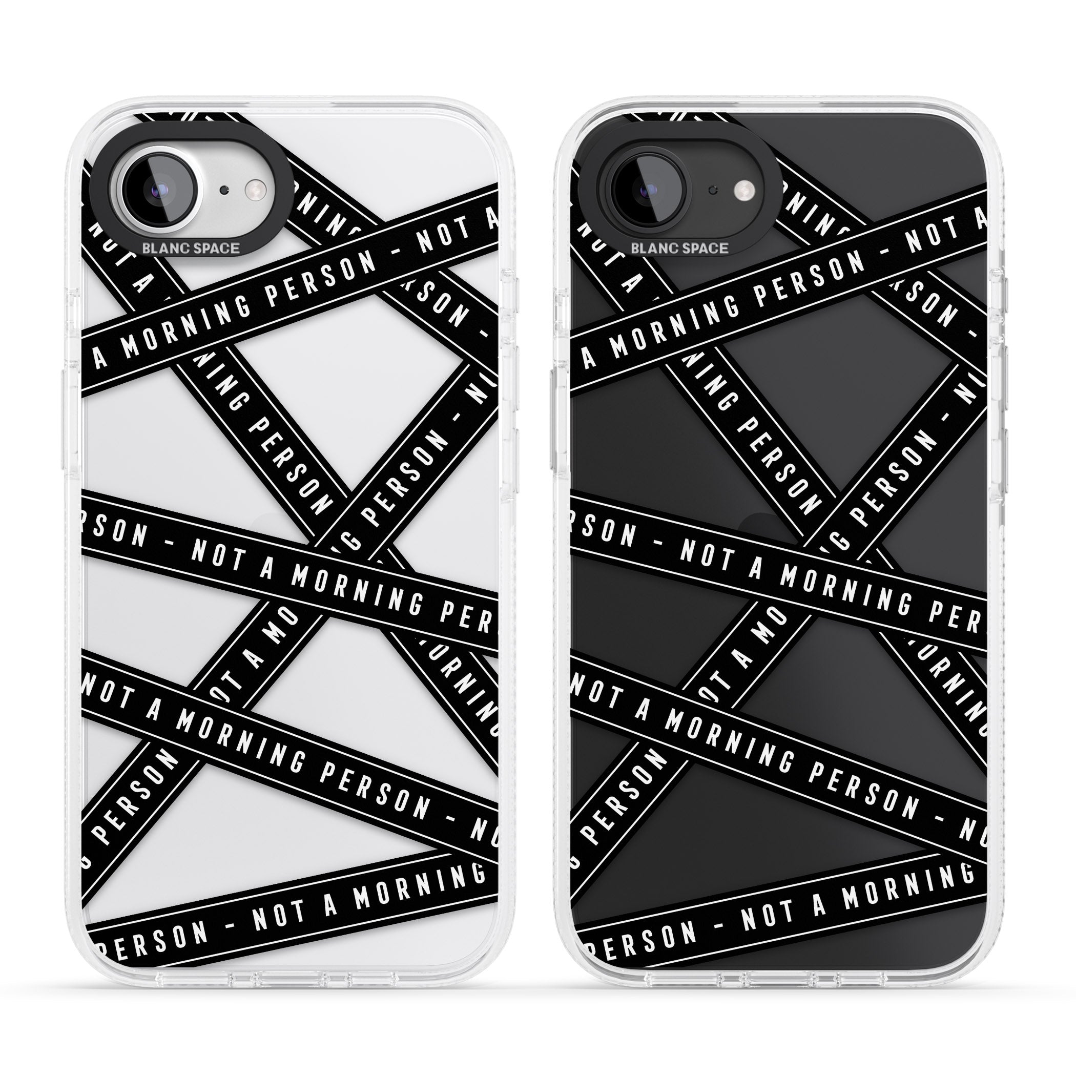 Caution Tape (Clear) Not a Morning Person iPhone 16e Clear Case Impact Air - Blanc Space