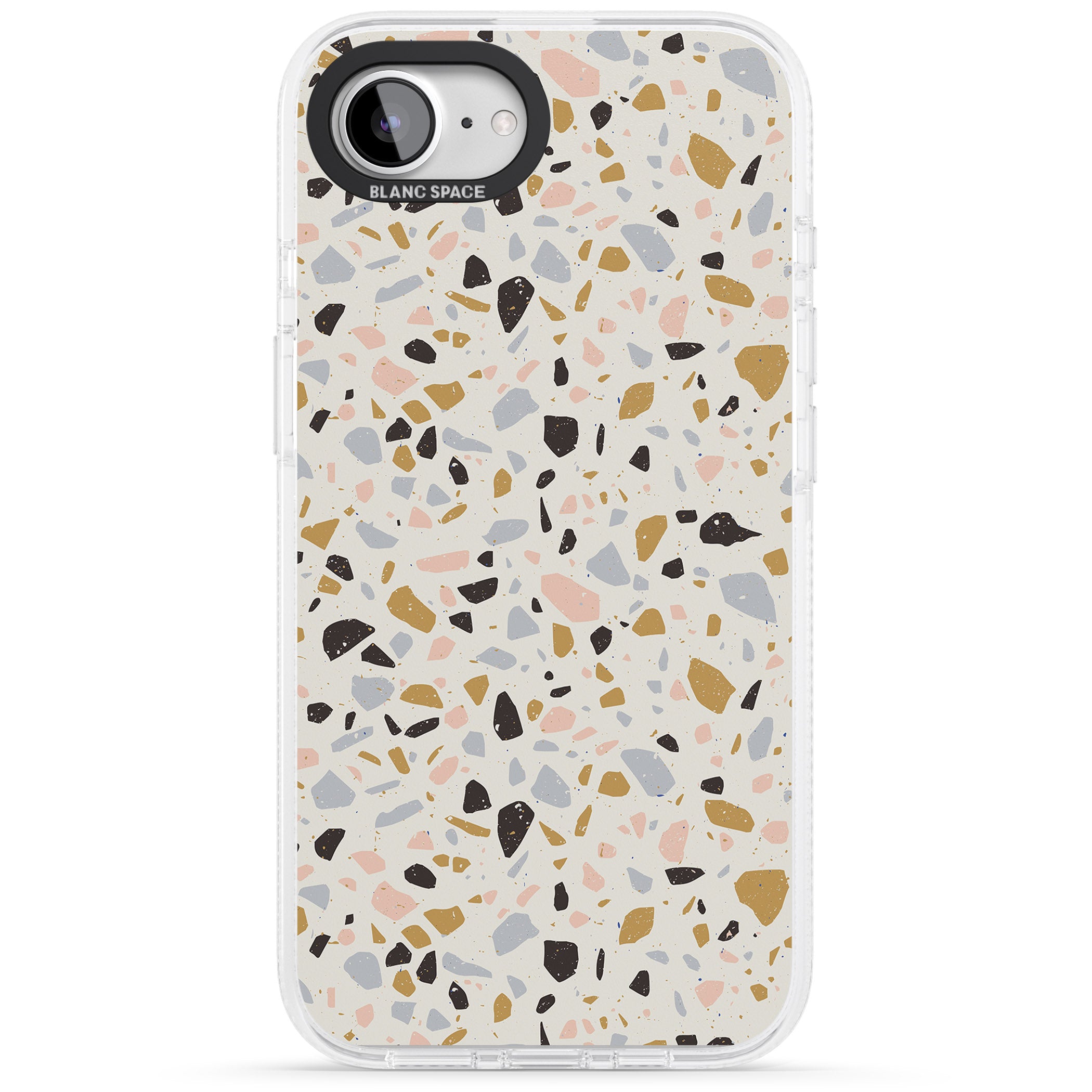 Pale Pink, Blue, & Mocha Terrazzo Pattern iPhone 16e Clear Case Impact Air - Blanc Space