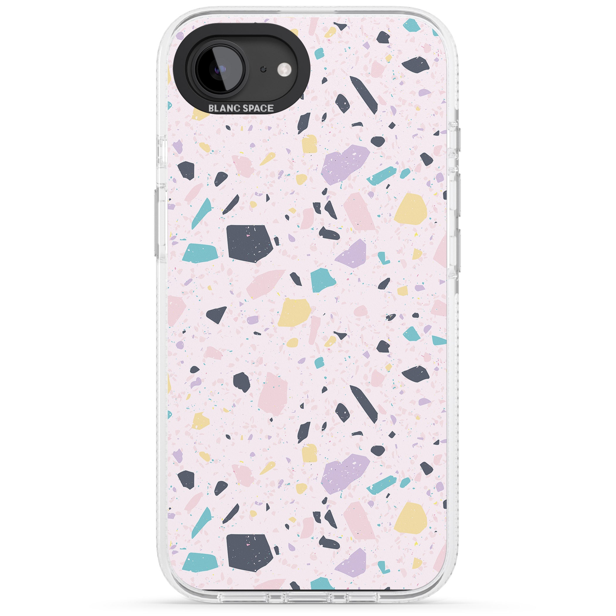 Pink, Purple & Turquoise Terrazzo Pattern iPhone 16e Clear Case Impact Air - Blanc Space