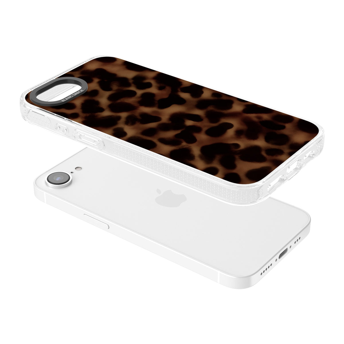 Dark Tortoise Shell old money iPhone case featuring a dark tortoiseshell pattern with amber and black animal print tones iPhone 16e / iPhone 16E / iPhone 17e Impact Air Phone Case angled