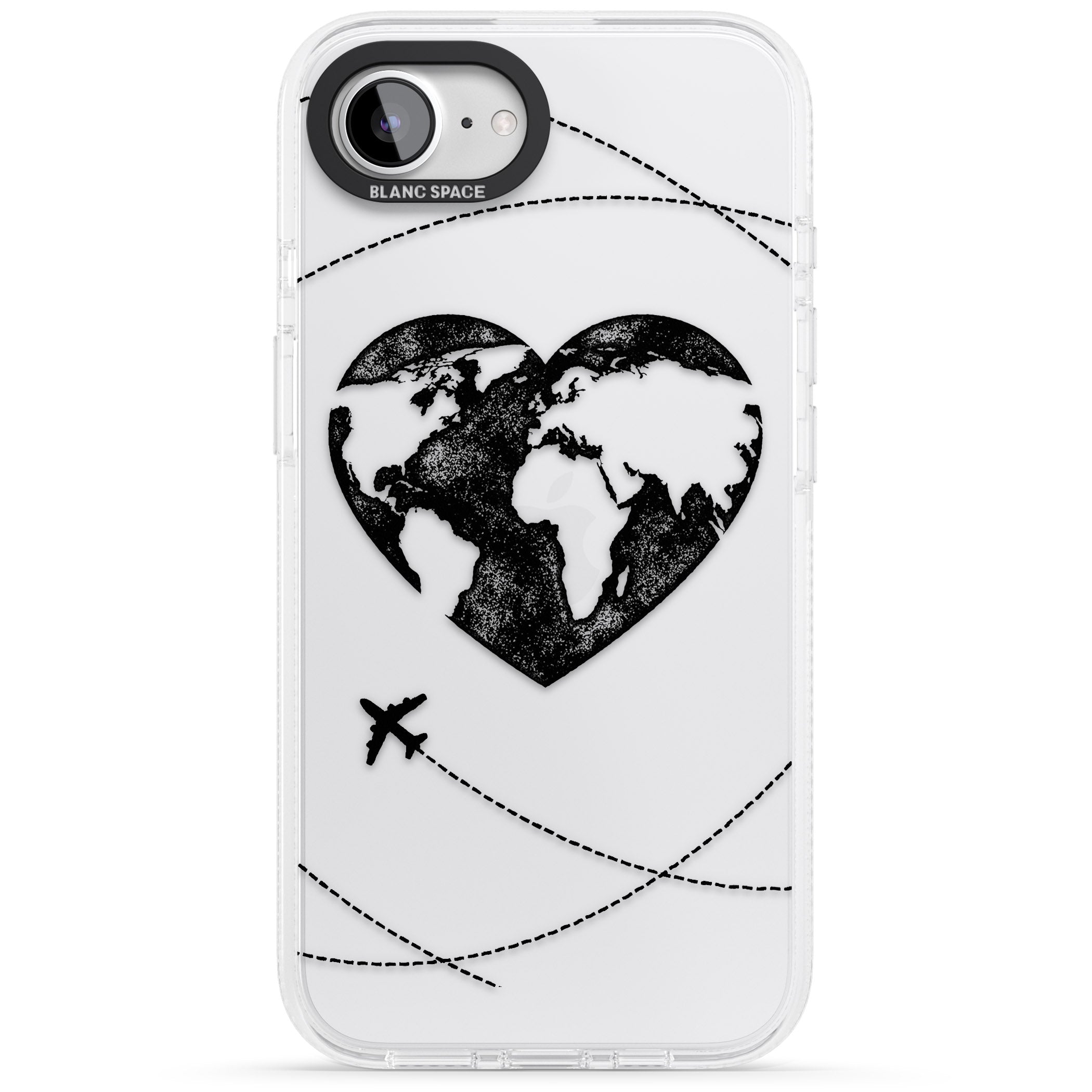 Globe Heart iPhone 16e Clear Case Impact Air - Blanc Space
