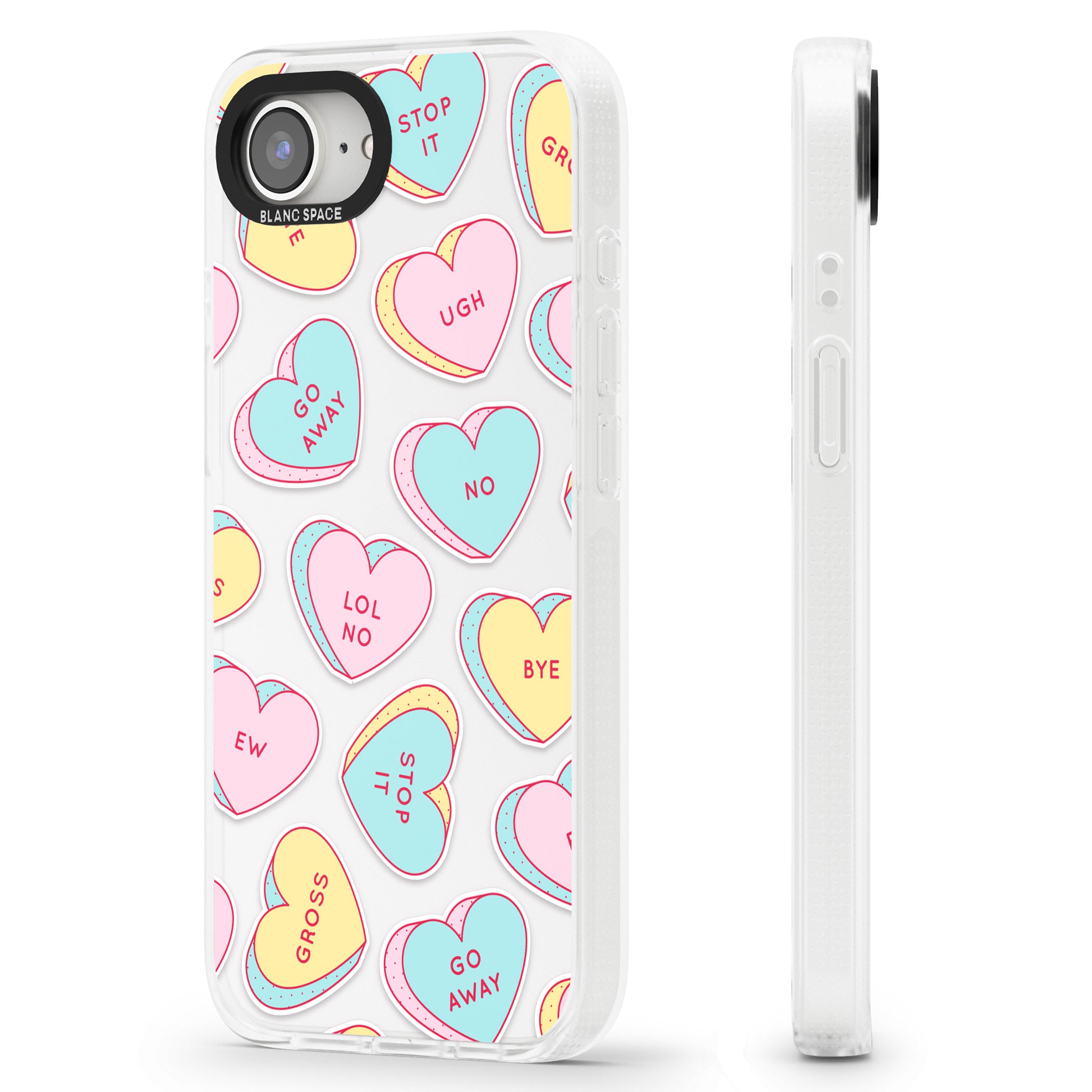 Sarcastic Love Hearts iPhone 16e Clear Case Impact Air - Blanc Space