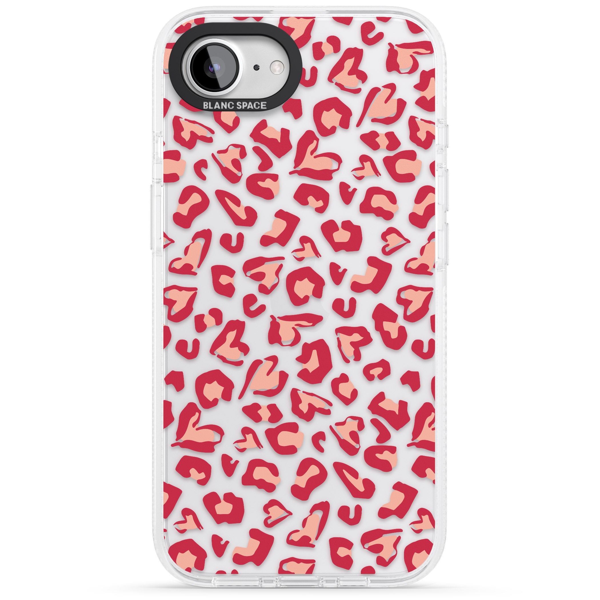 Heart Leopard Print iPhone 16e Clear Case Impact Air - Blanc Space