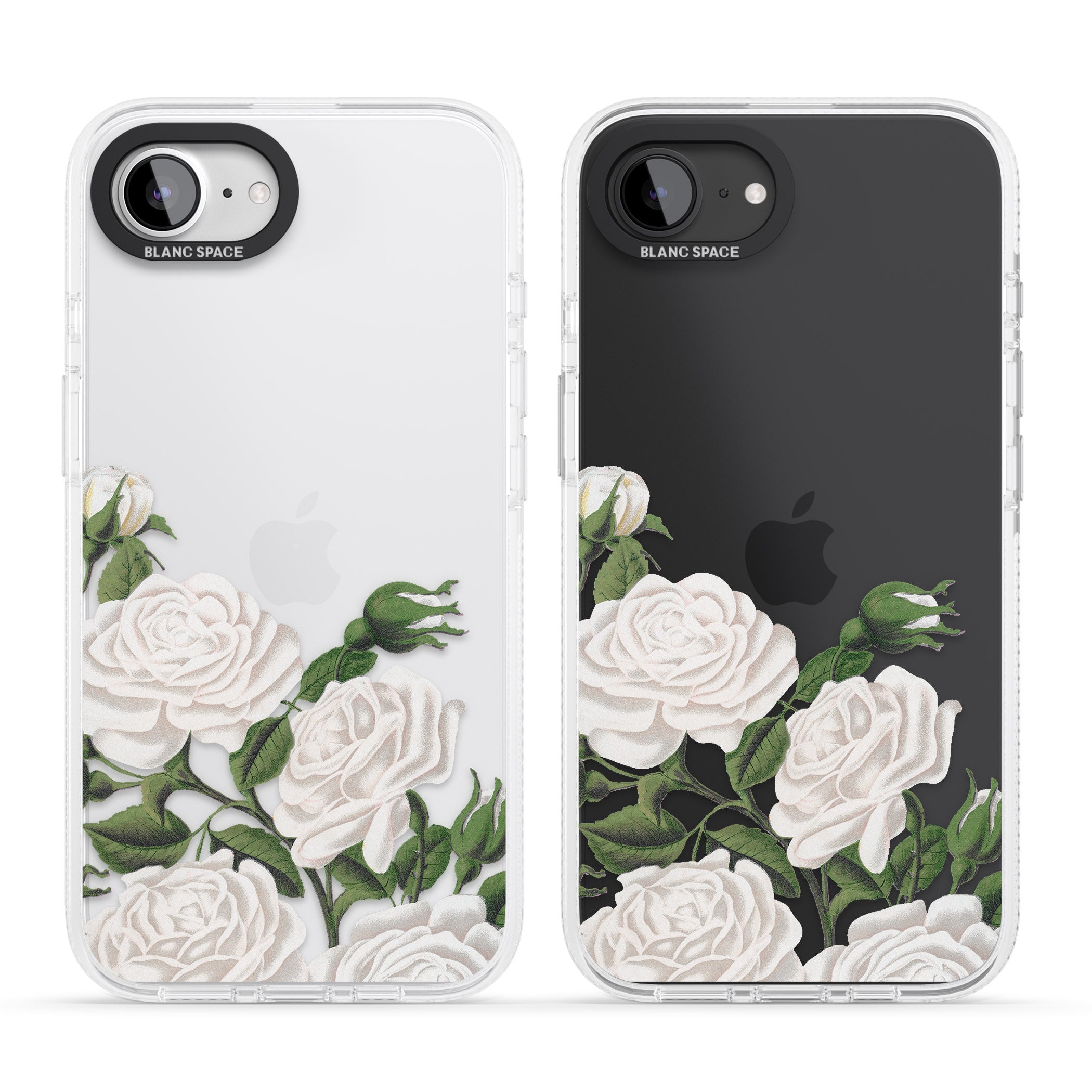 White Vintage Painted Flowers iPhone 16e Clear Case Impact Air - Blanc Space