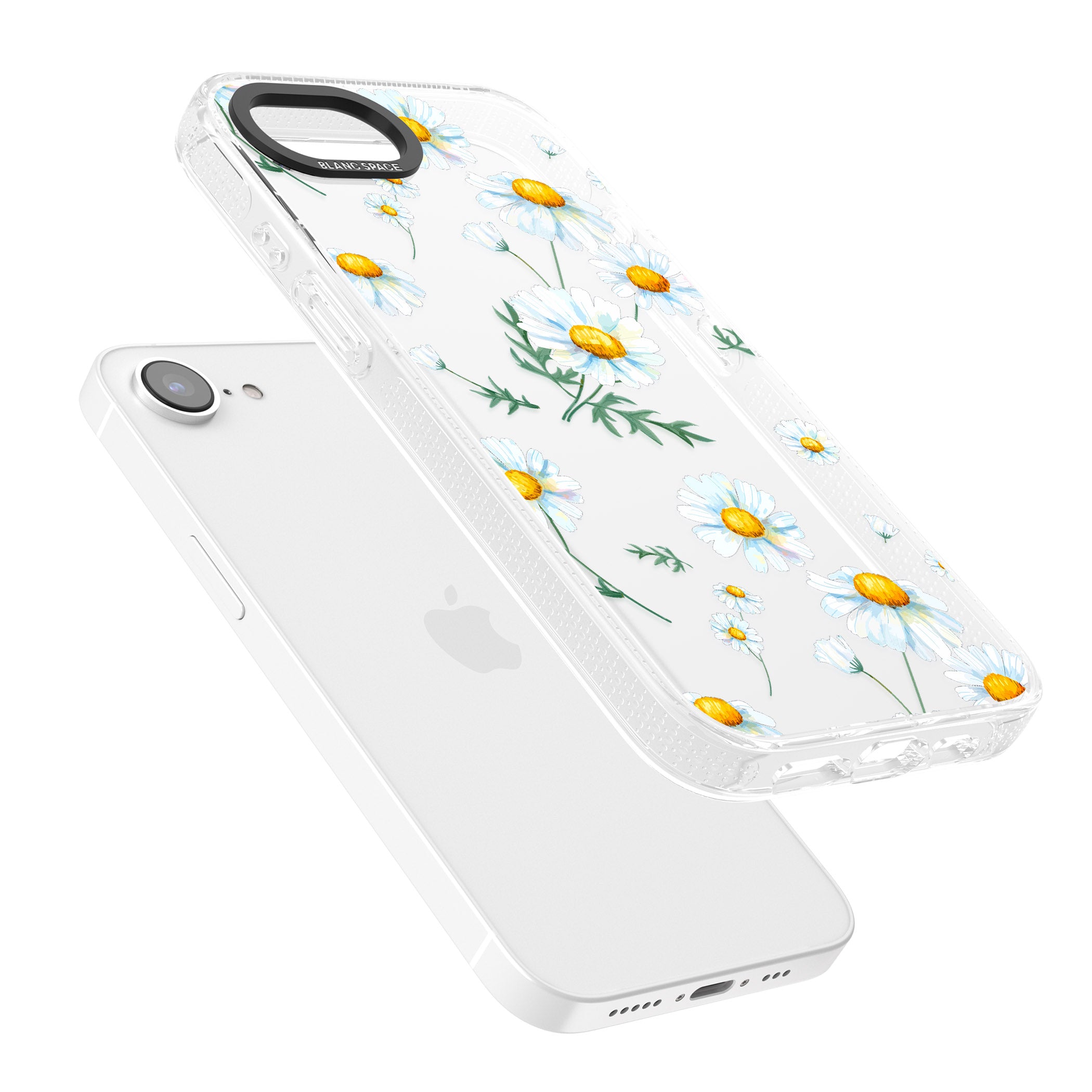 Vintage Painted Daisies iPhone 16e Clear Case Impact Air - Blanc Space