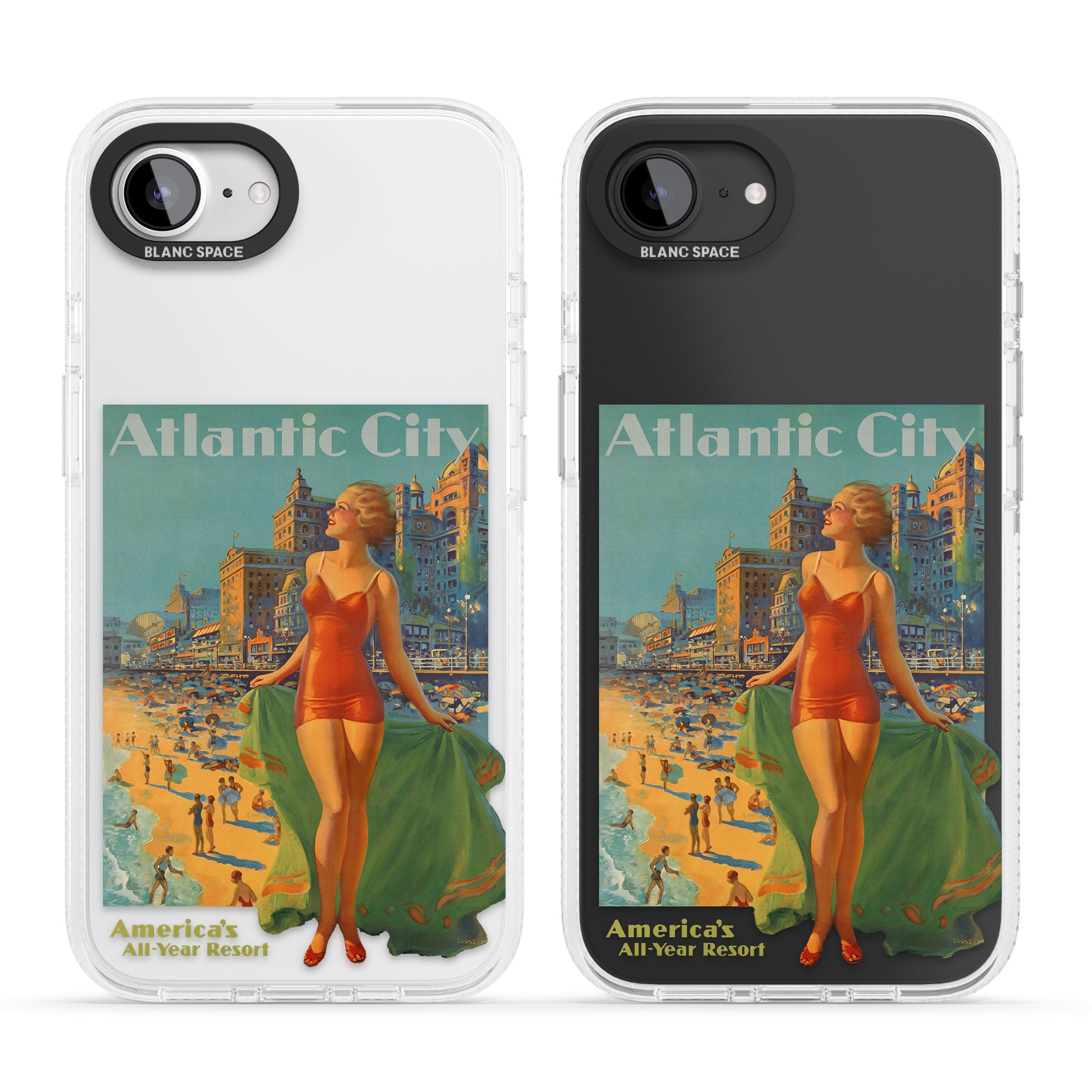 Atlantic City Vacation Poster iPhone 16e Clear Case Impact Air - Blanc Space