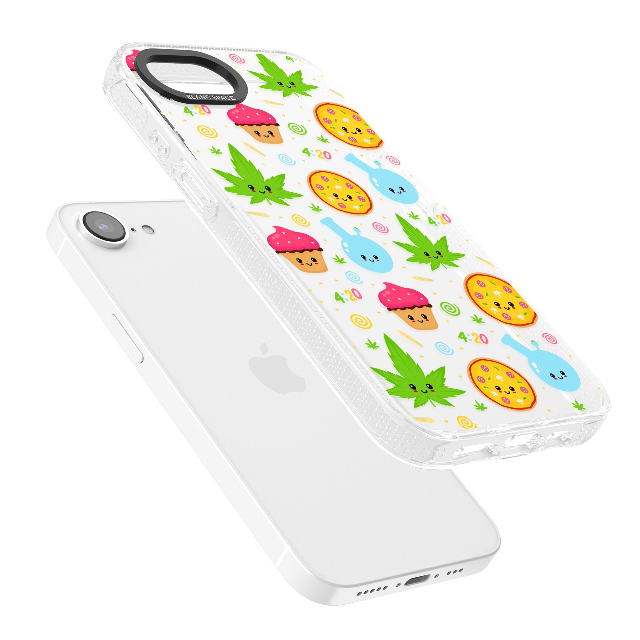 Kawaii Weed Pattern iPhone 16e Clear Case Impact Air - Blanc Space