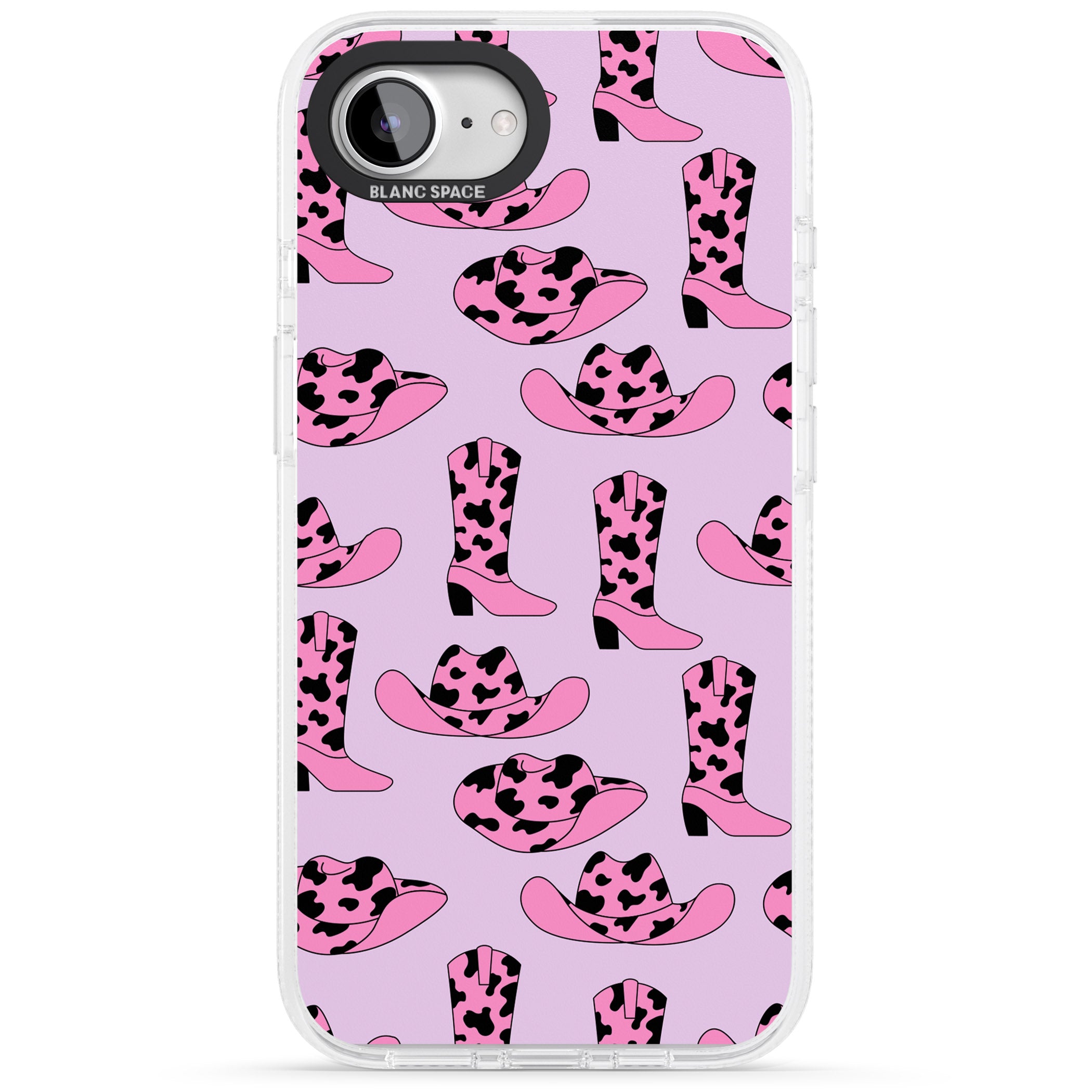 Cow-Girl Pattern iPhone 16e Clear Case Impact Air - Blanc Space