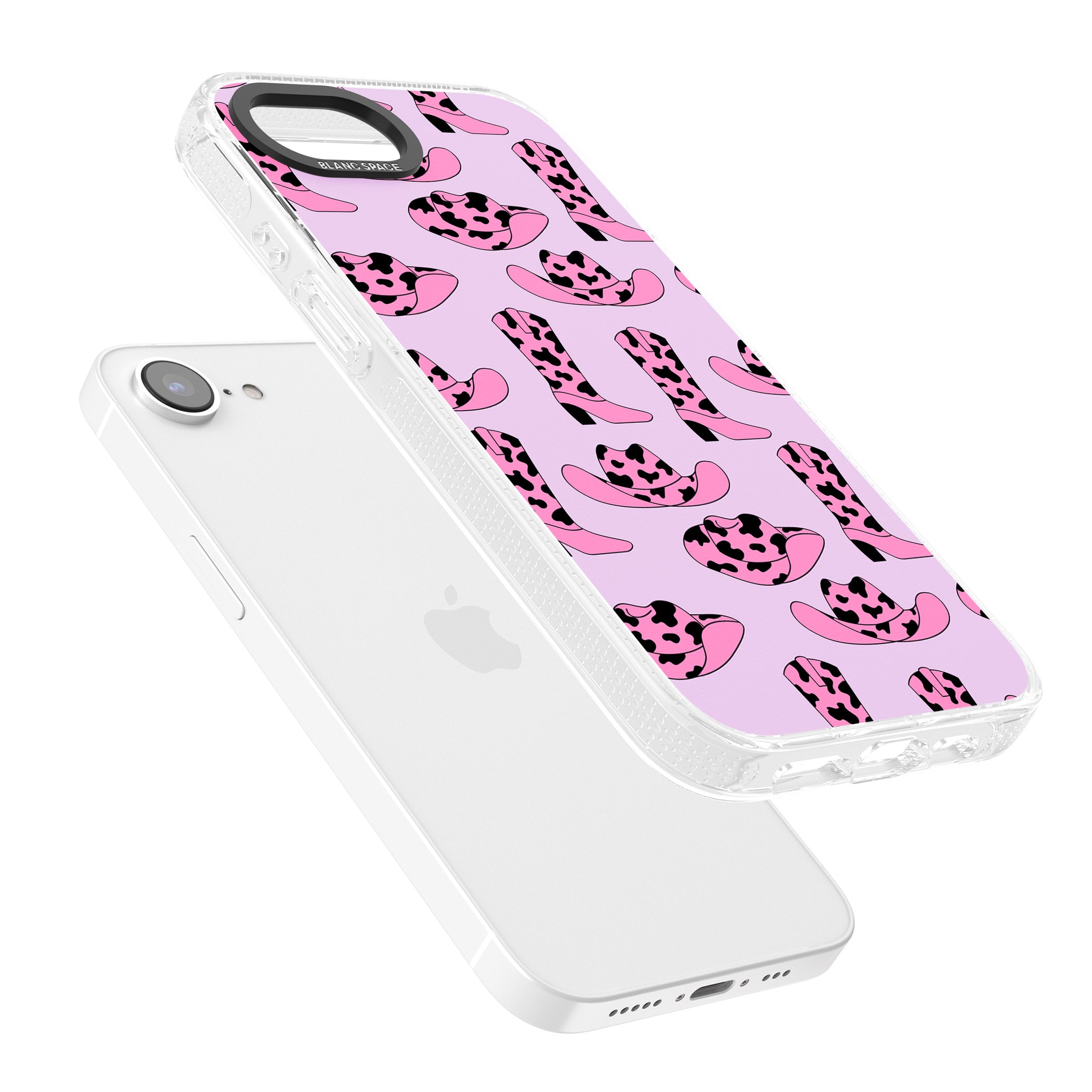 Cow-Girl Pattern iPhone 16e Clear Case Impact Air - Blanc Space