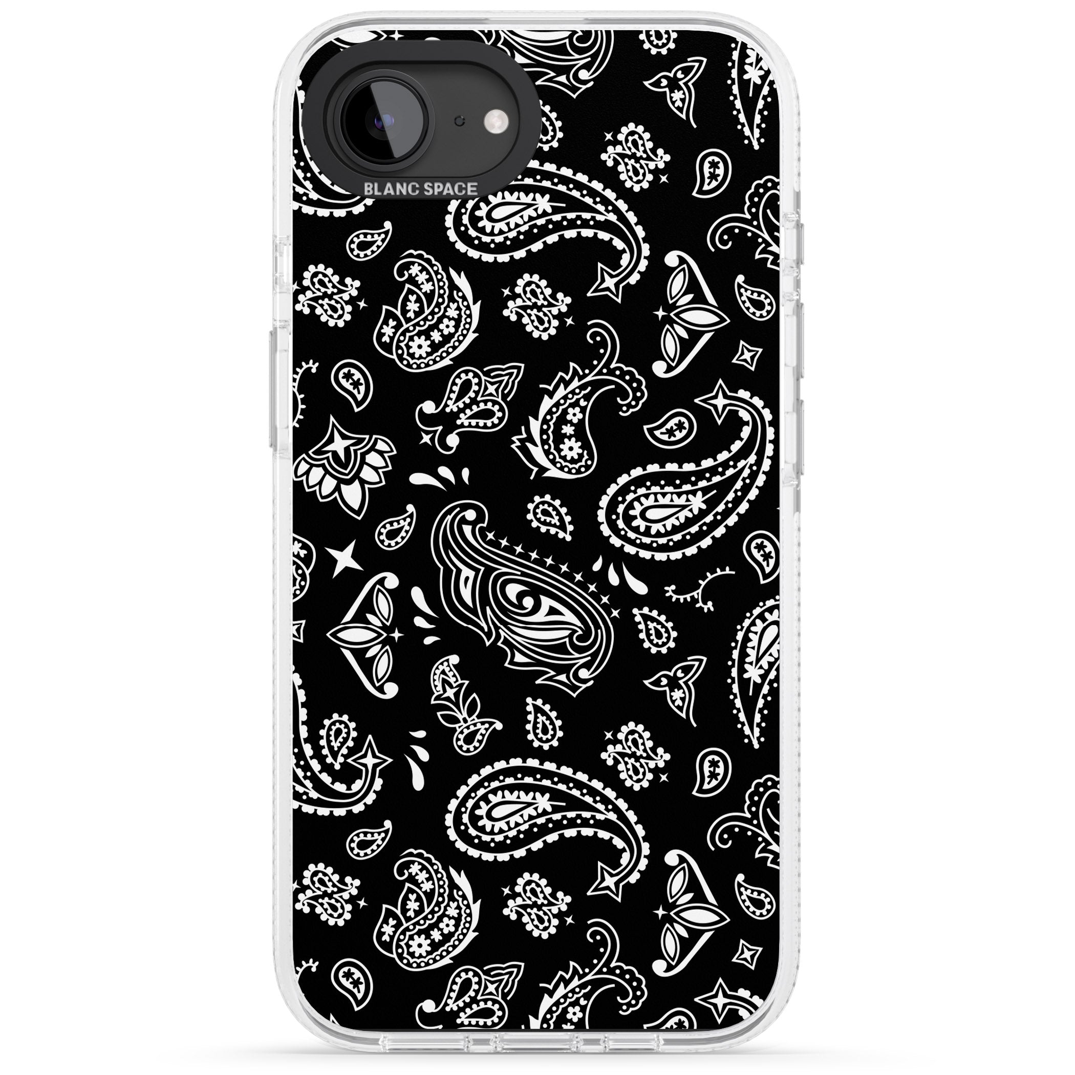 Black Bandana iPhone 16e Clear Case Impact Air - Blanc Space