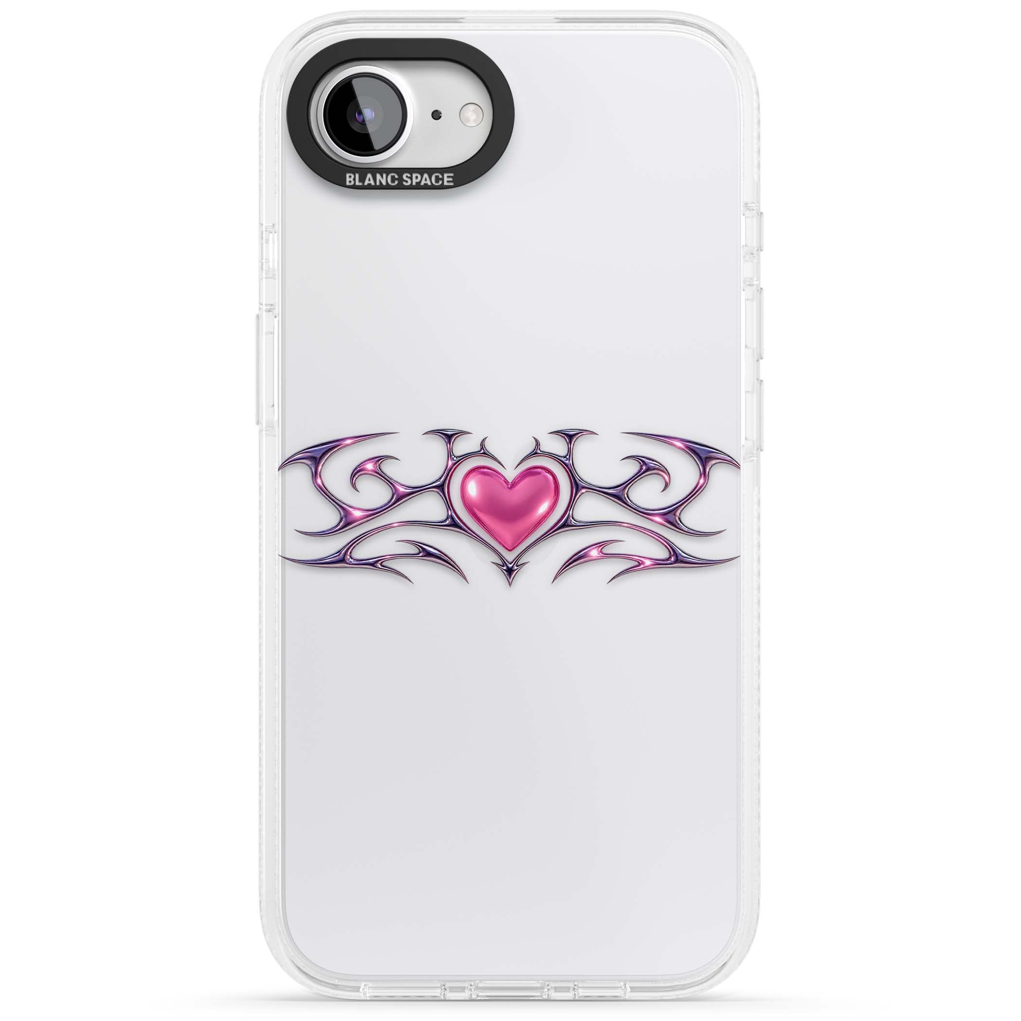 Pink Chrome Heart y2k iPhone case | Clear Case Impact Air case for iPhone 16e, iPhone 17e
