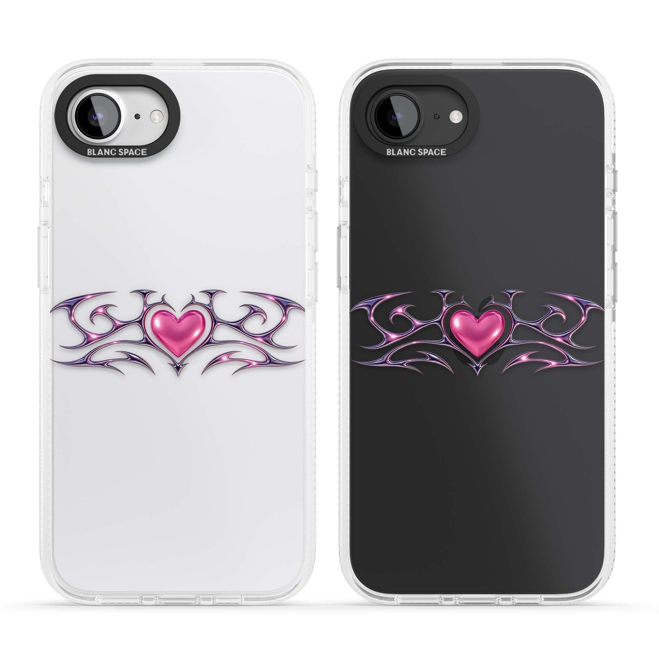 Pink Chrome Heart y2k iPhone case | Clear Case Impact Air case for iPhone 16e, iPhone 17e