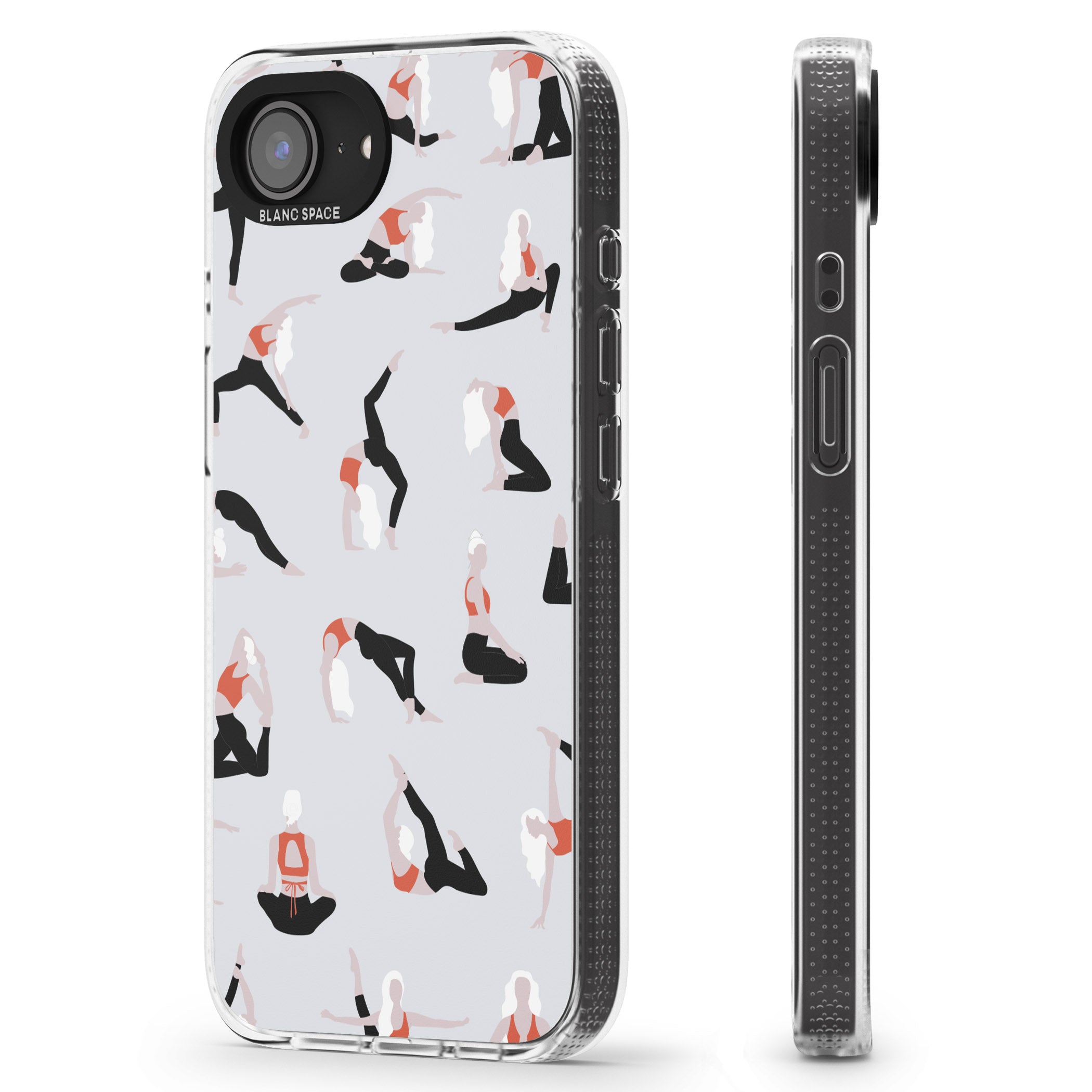 Yoga Poses iPhone 16e Clear Case Impact Air - Blanc Space