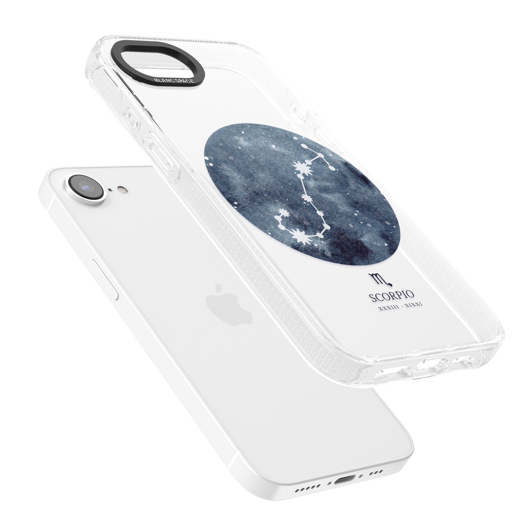 Scorpio Zodiac Transparent Design - Blue iPhone 16e Clear Case Impact Air - Blanc Space