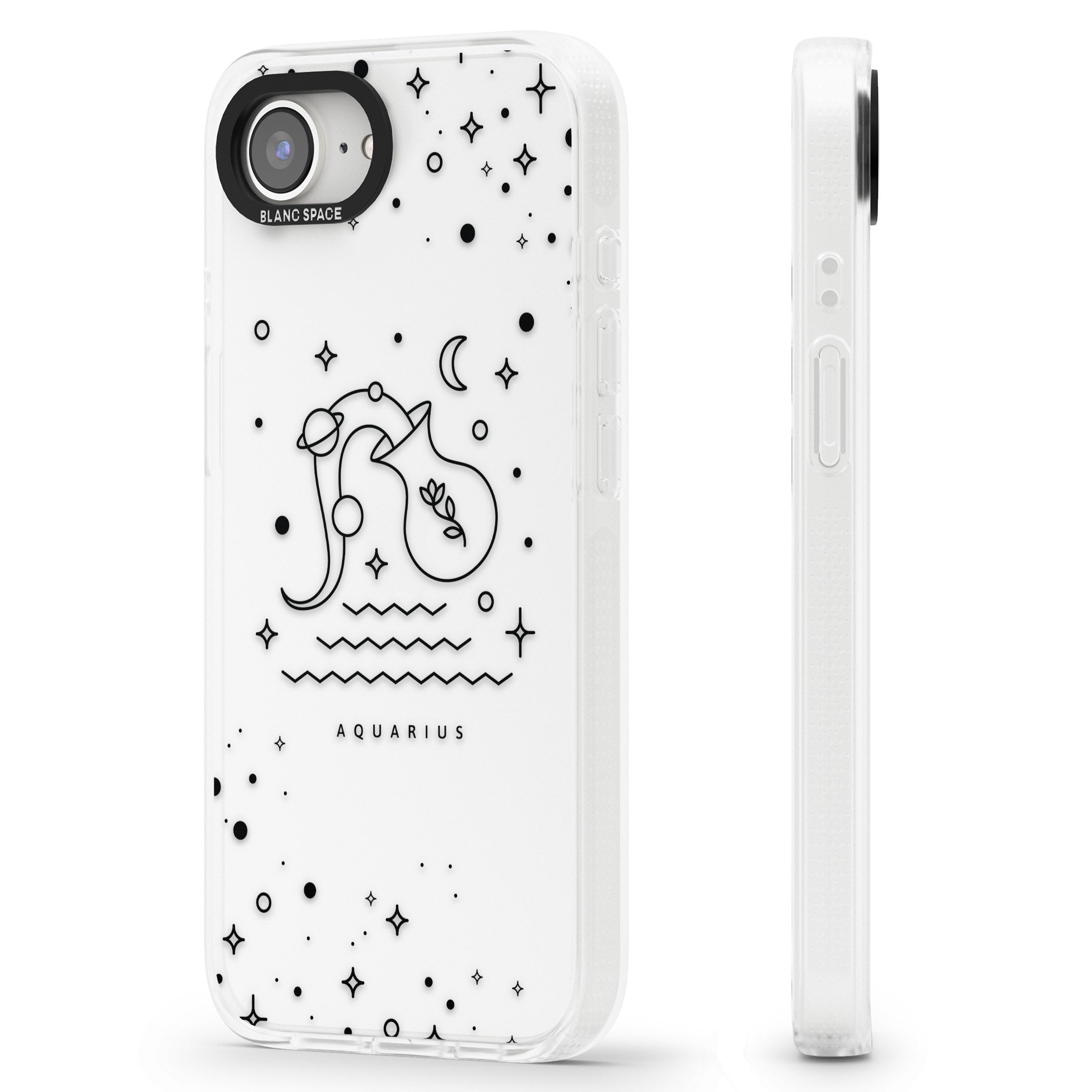 Aquarius Emblem - Transparent Design iPhone 16e Clear Case Impact Air - Blanc Space