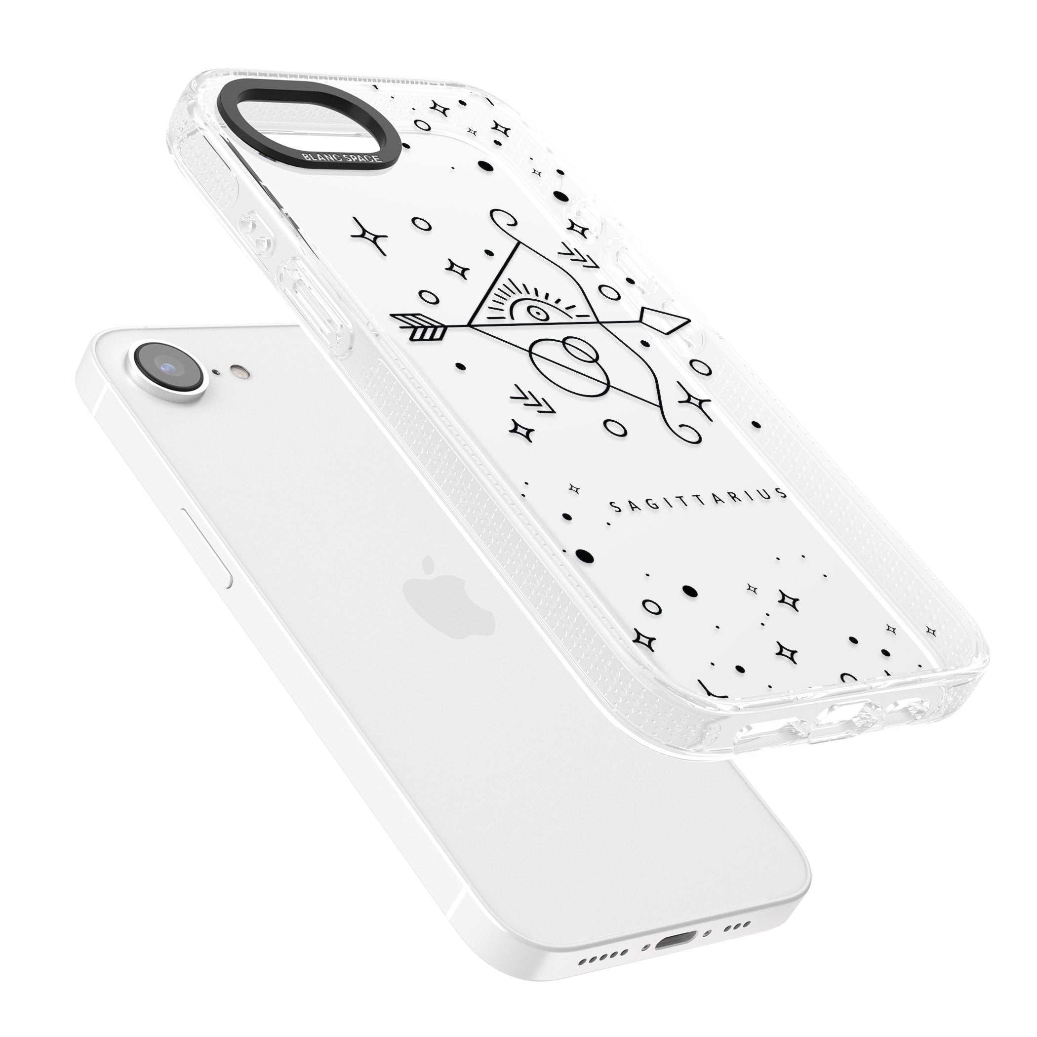 Sagittarius Emblem - Transparent Design iPhone 16e Clear Case Impact Air - Blanc Space