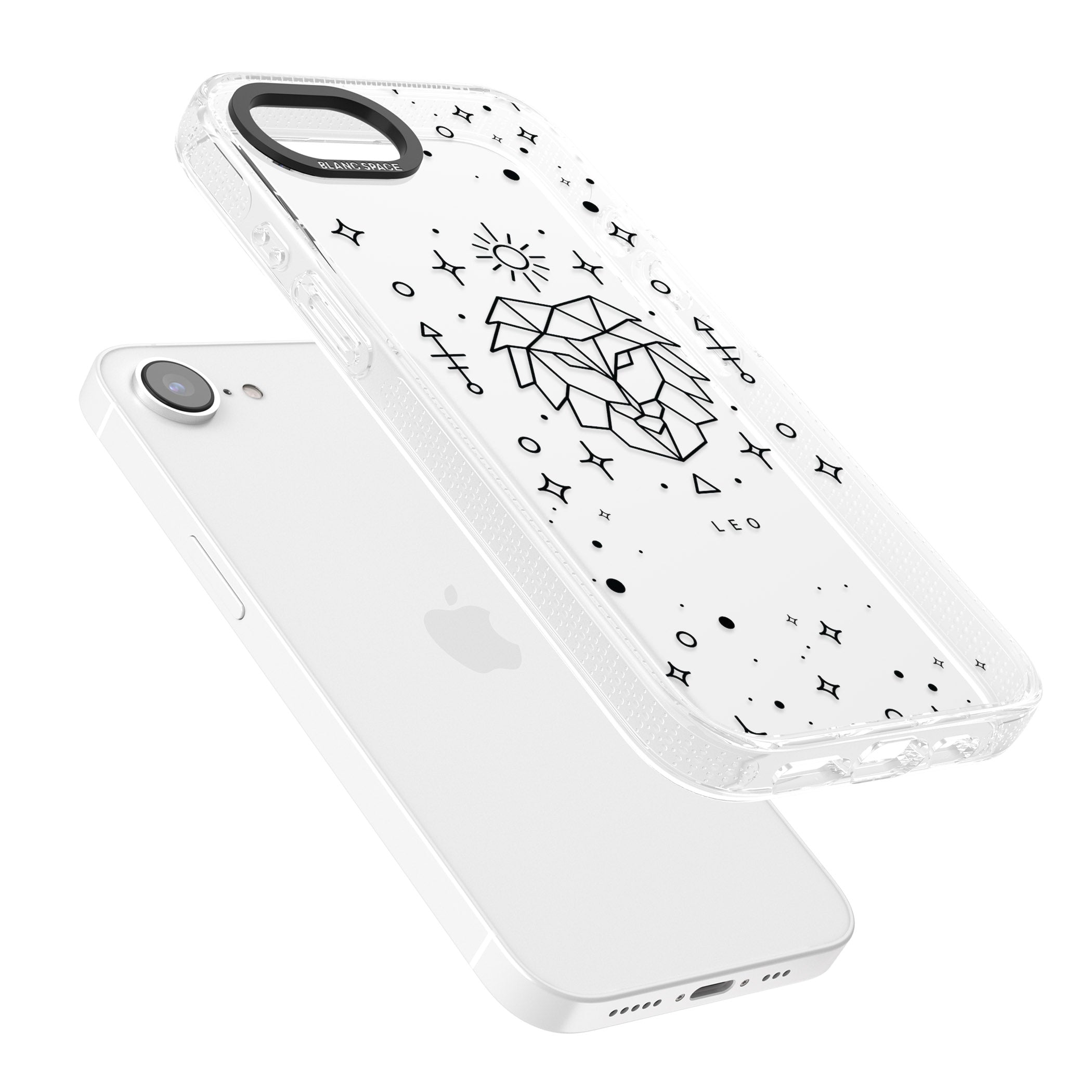 Leo Emblem - Transparent Design iPhone 16e Clear Case Impact Air - Blanc Space