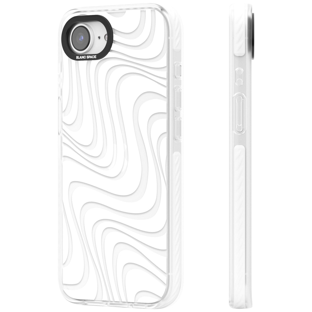 White Abstract Waves iPhone 16e / iPhone 17e Impact Clear Phone Case side