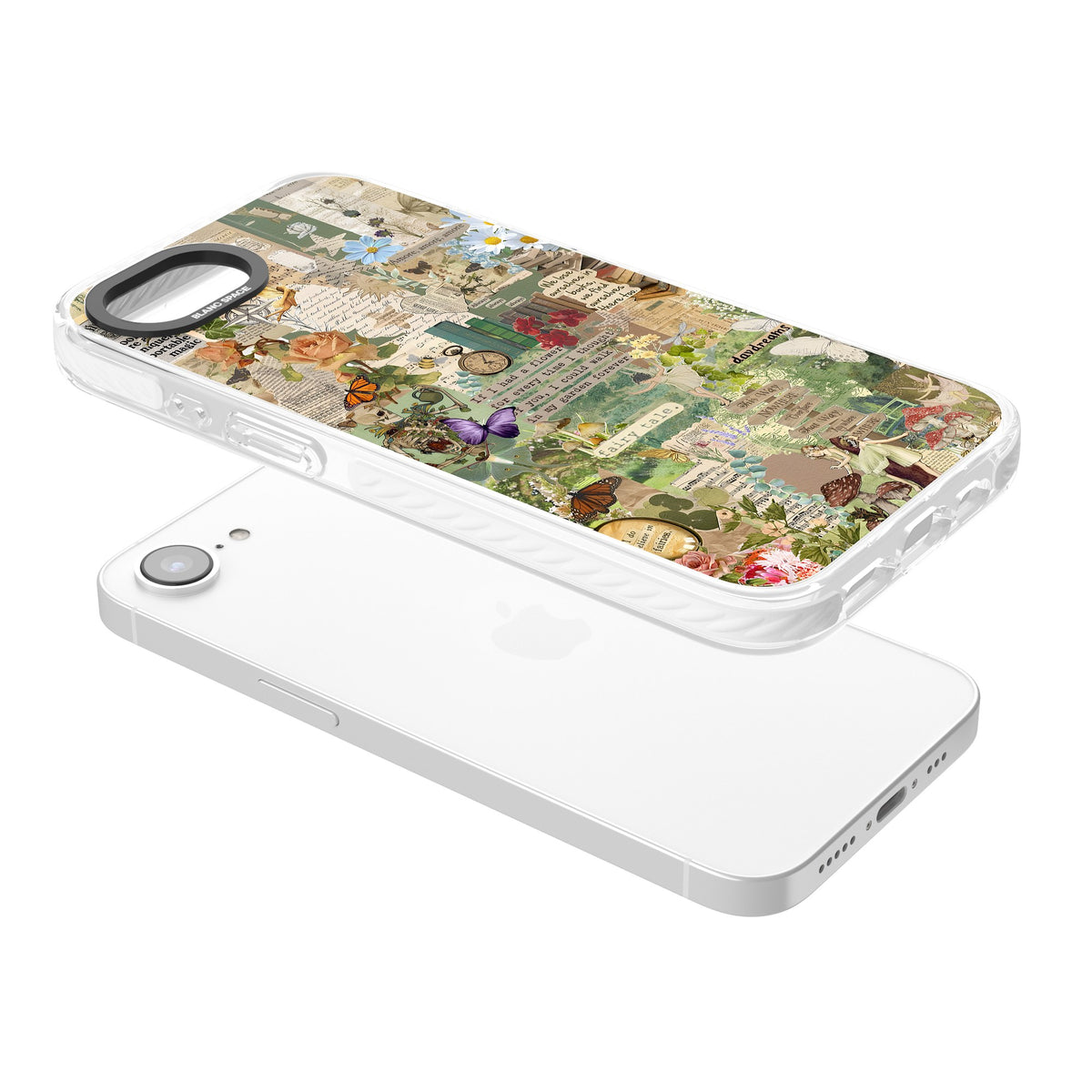 Enchanted Collage iPhone 16e / iPhone 17e Impact Clear Phone Case angled