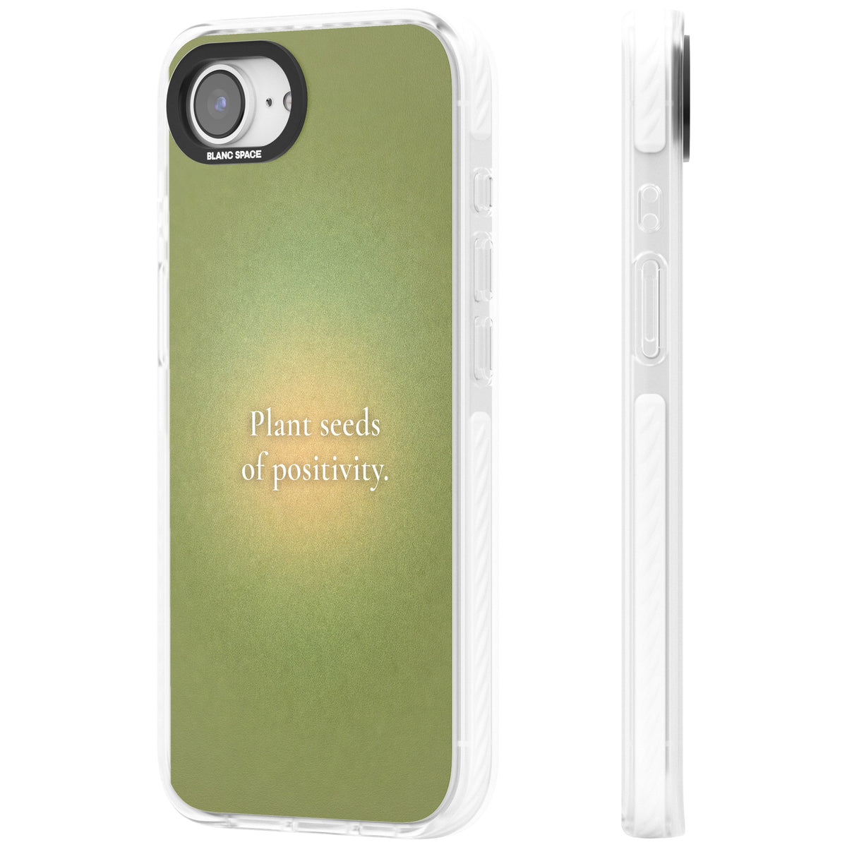 Seeds of Positivity iPhone 16e / iPhone 17e Impact Clear Phone Case side