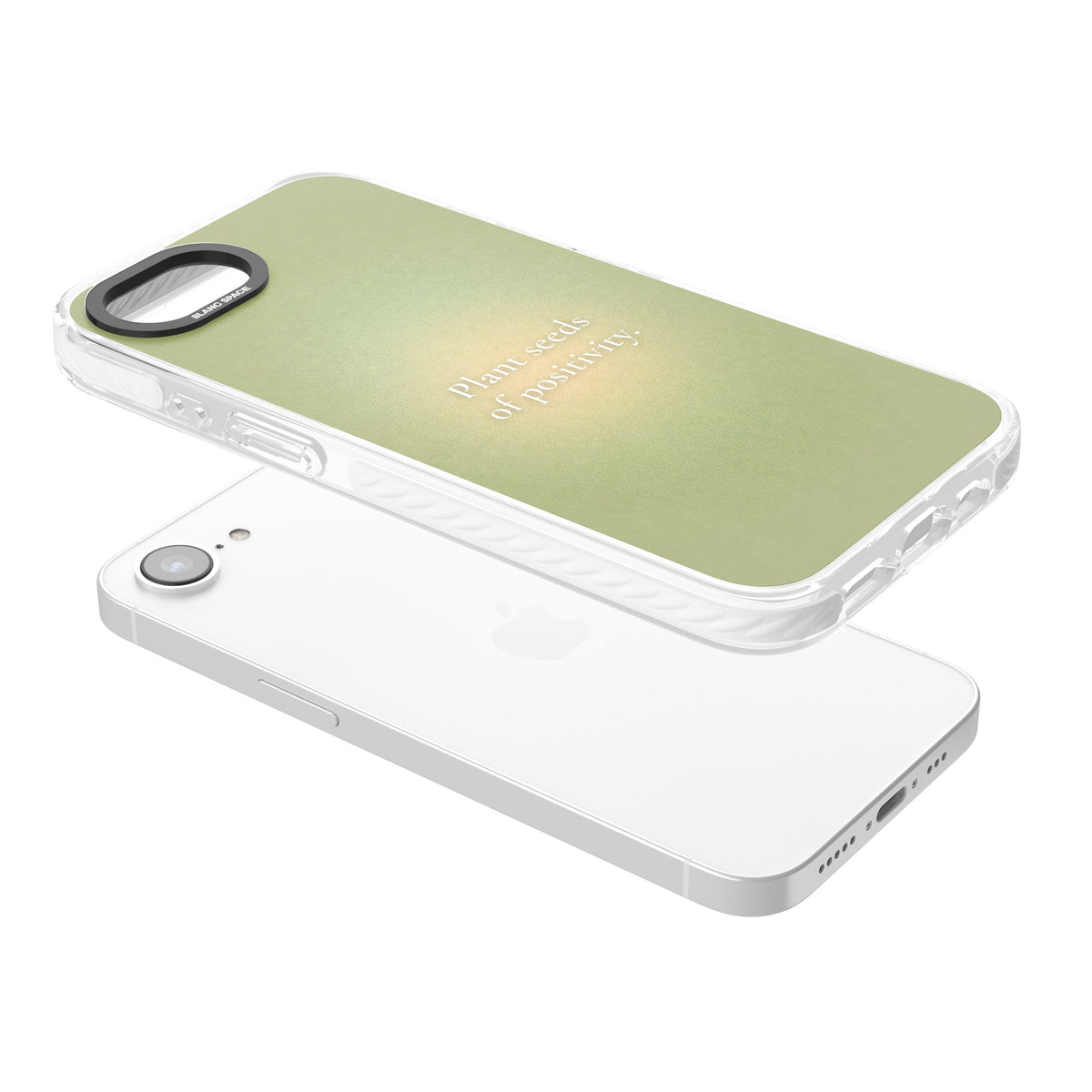 Seeds of Positivity iPhone 16e / iPhone 17e Impact Clear Phone Case angled