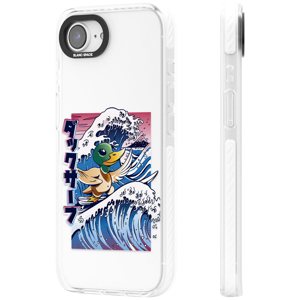 Duck Surf iPhone 16e / iPhone 17e Impact Clear Phone Case side
