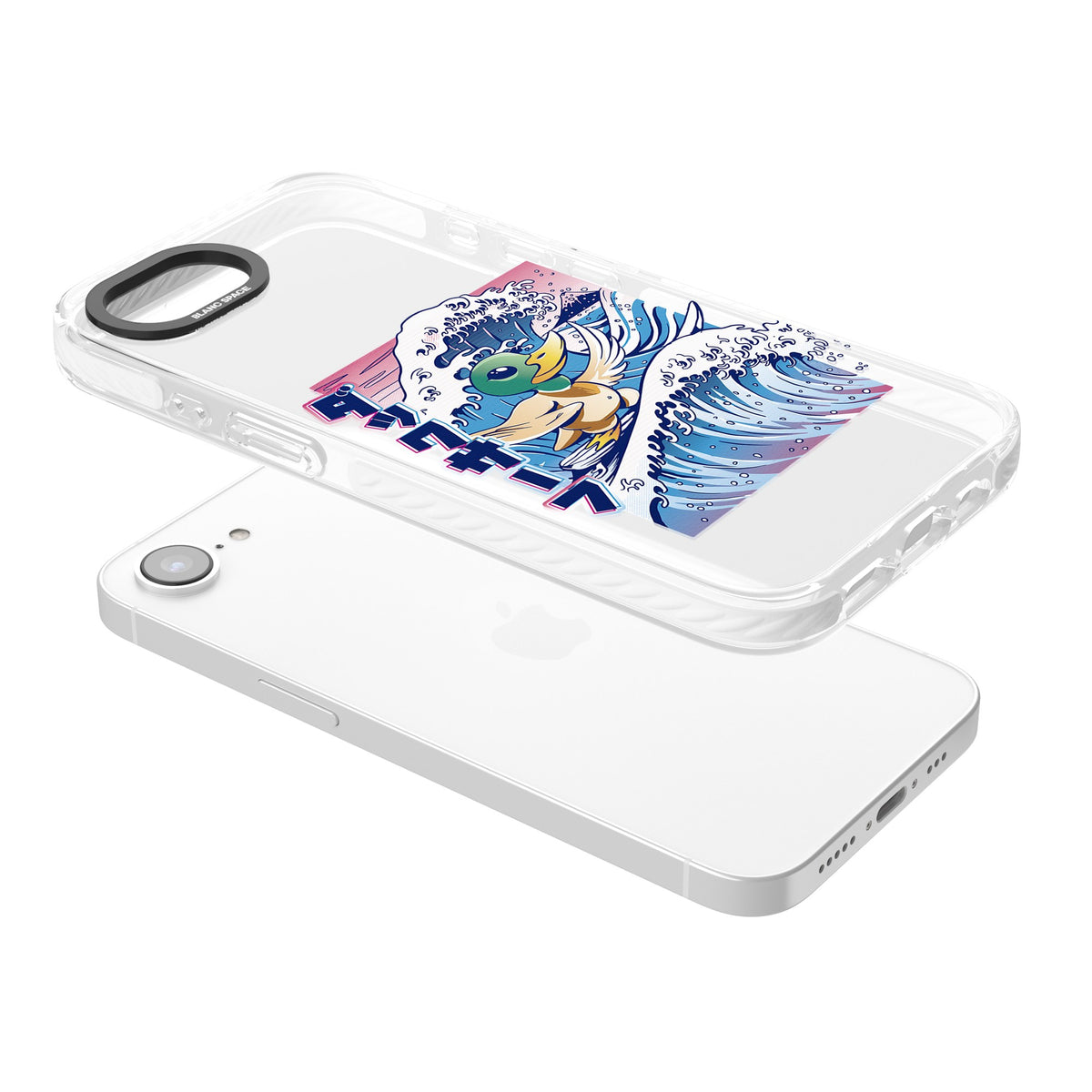 Duck Surf iPhone 16e / iPhone 17e Impact Clear Phone Case angled