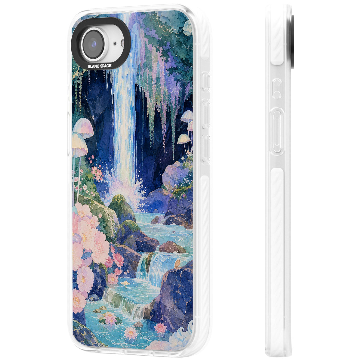 Mystic Waterfall iPhone 16e / iPhone 17e Impact Clear Phone Case side