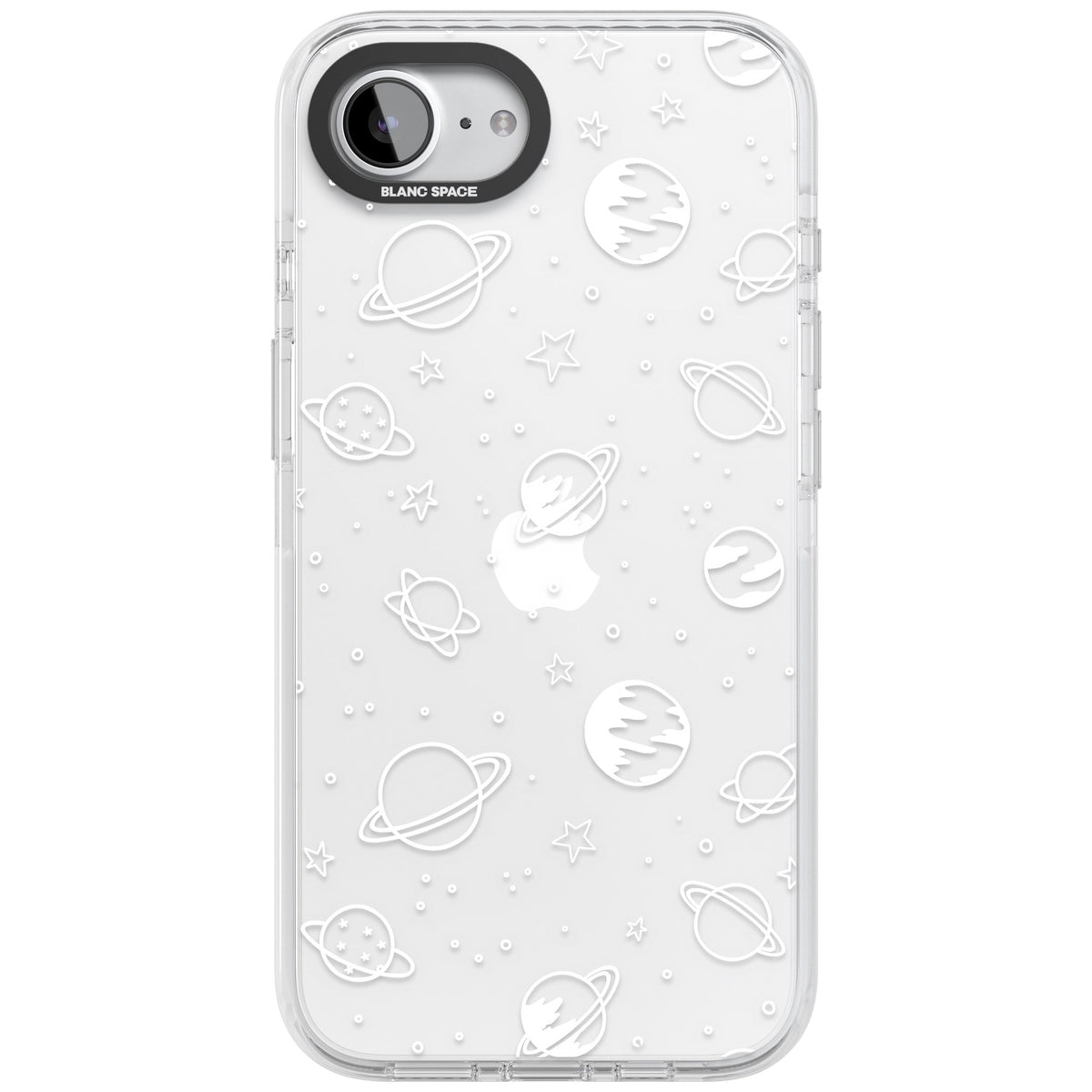 White Cosmic iPhone 16e / iPhone 17e Impact Clear Phone Case front