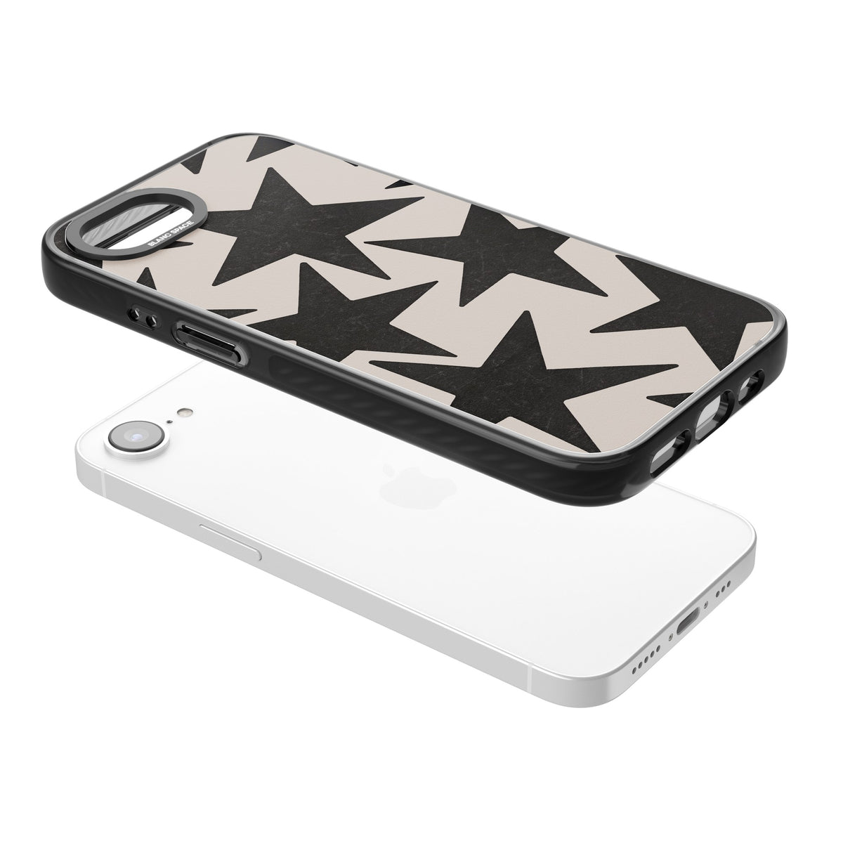 Black Superstars iPhone 16e / iPhone 17e Impact Black Phone Case angled