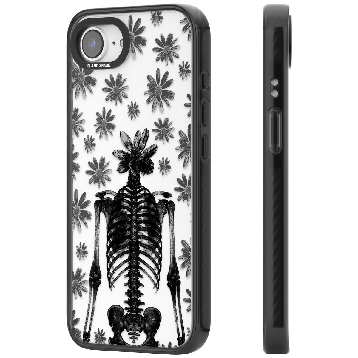 Skeleton Flower iPhone 16e / iPhone 17e Impact Black Phone Case side