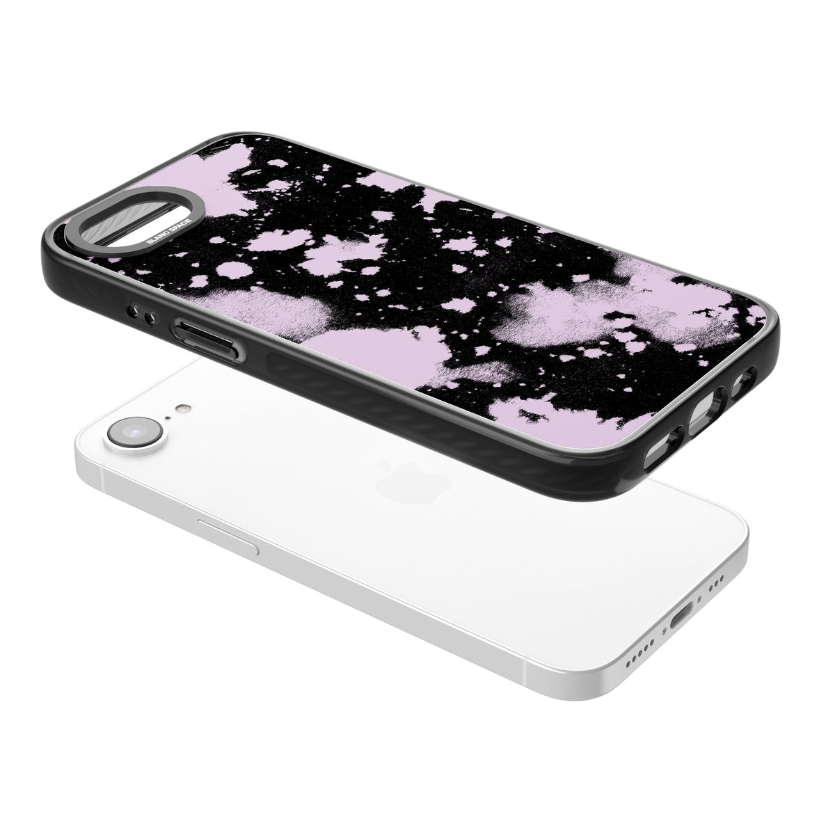 Pink Acid iPhone 16e / iPhone 17e Impact Black Phone Case angled