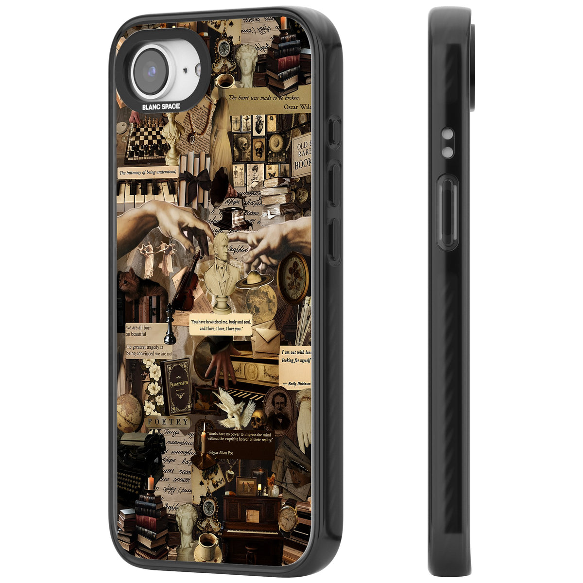 Antique Collage iPhone 16e / iPhone 17e Impact Black Phone Case side