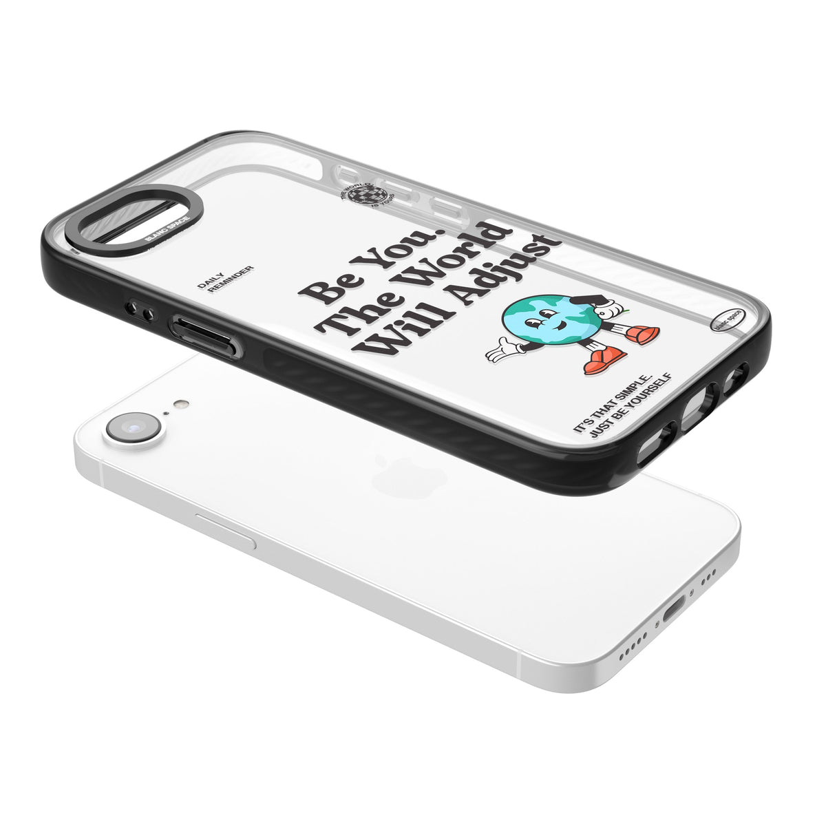 Be You The World Will Adjust iPhone 16e / iPhone 17e Impact Black Phone Case angled