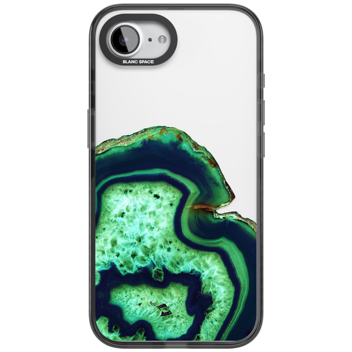 Emerald Agate Slice iPhone 16e / iPhone 17e Impact Black Phone Case front