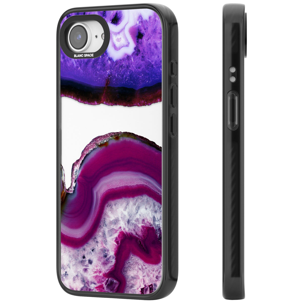 Amethyst Crystal Slice iPhone 16e / iPhone 17e Impact Black Phone Case side